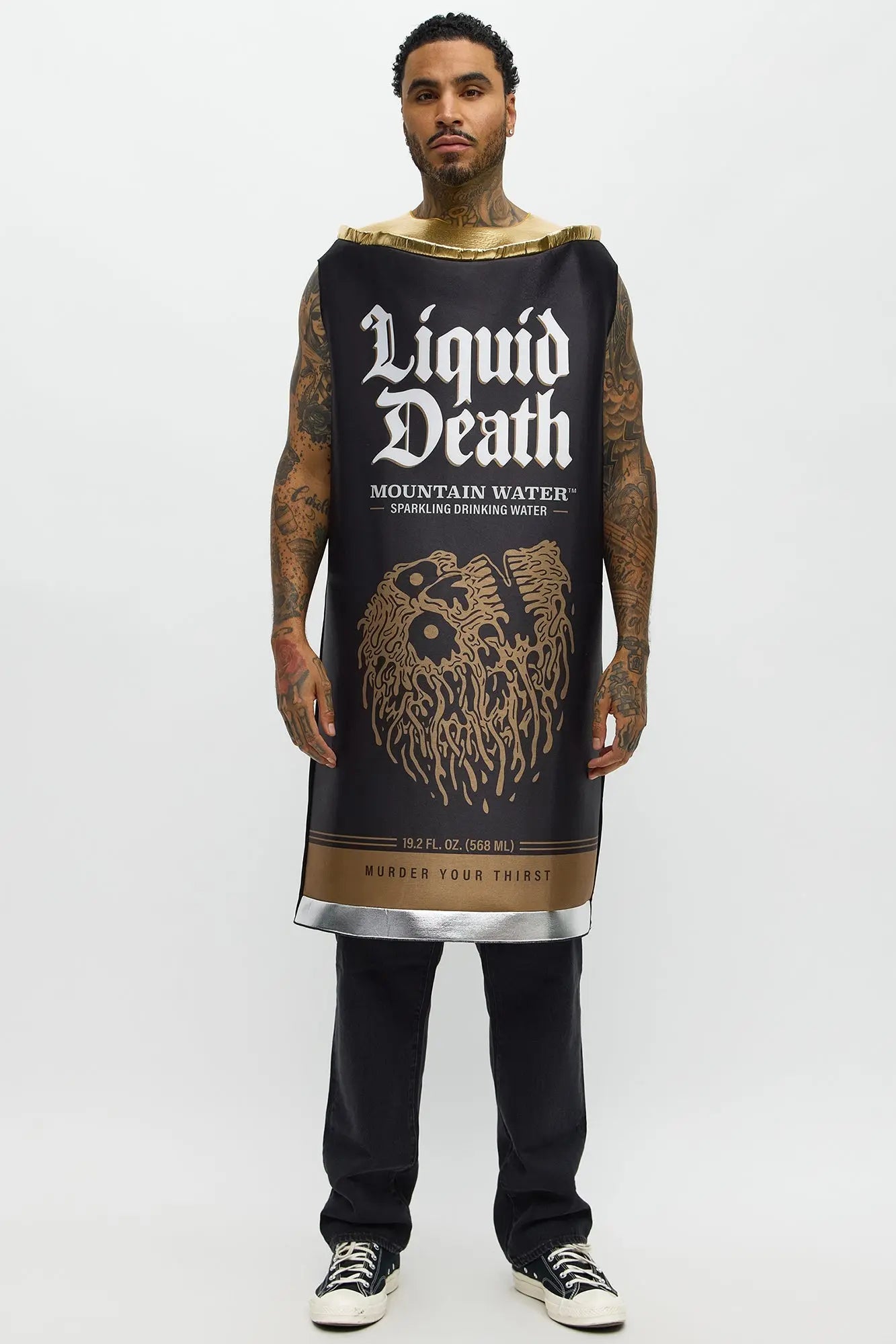 Liquid Death Sparkling Water Can Costume - Black/combo 