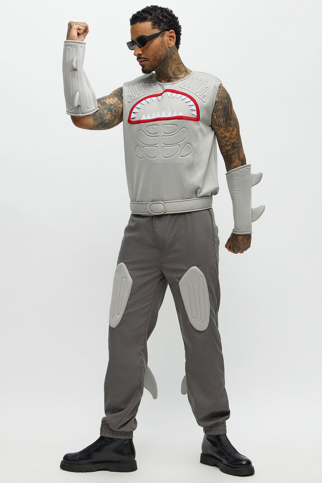 Shark Attack 4 Piece Costume Set - Grey