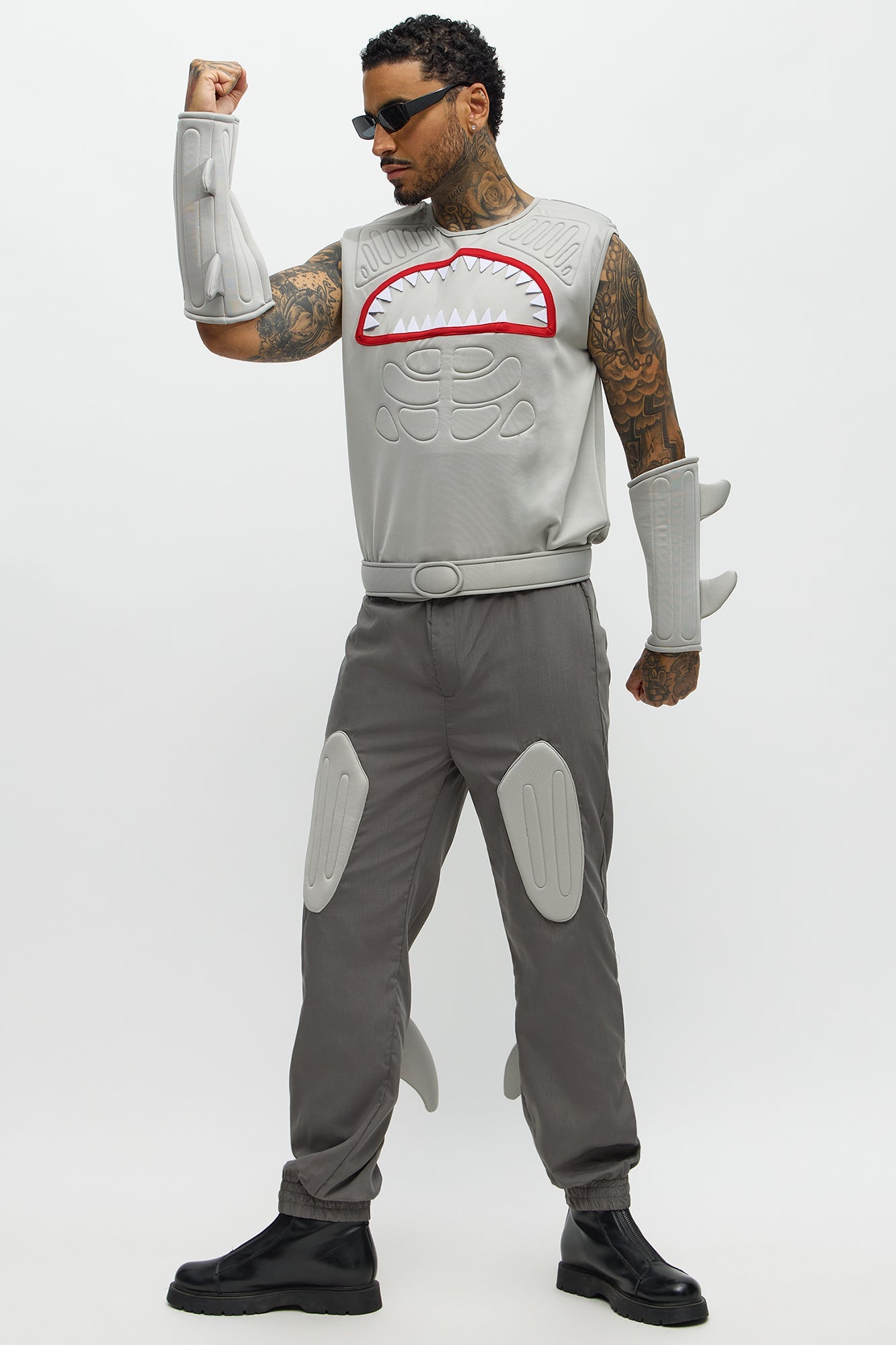 Shark Attack 4 Piece Costume Set - Grey