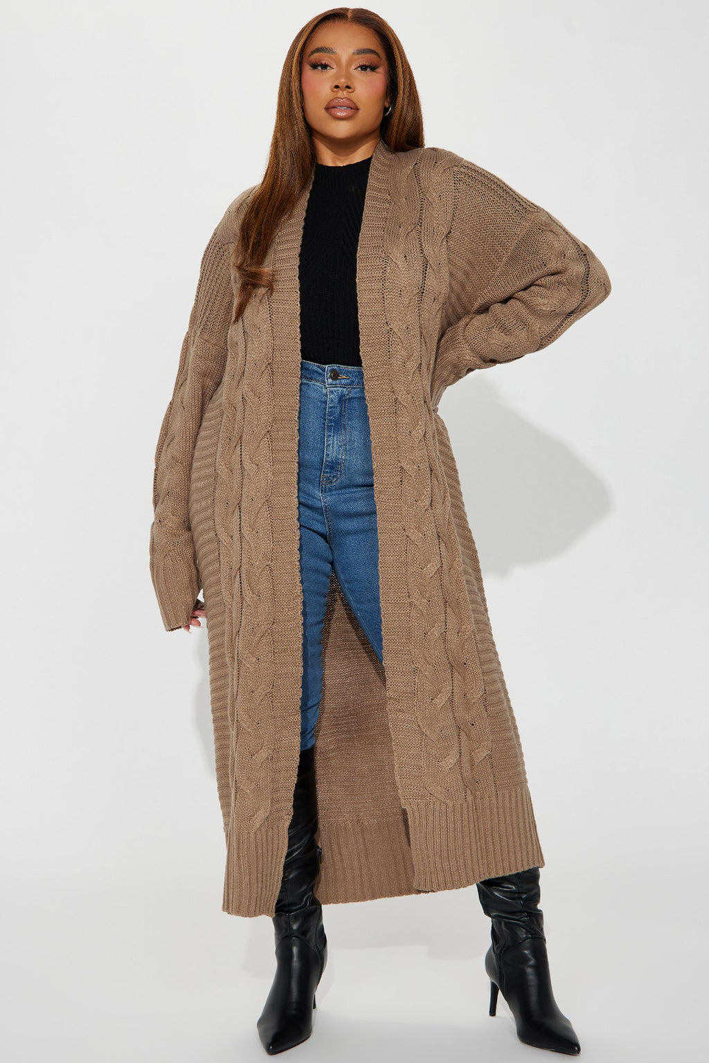 Aneria Long Cardigan - Taupe