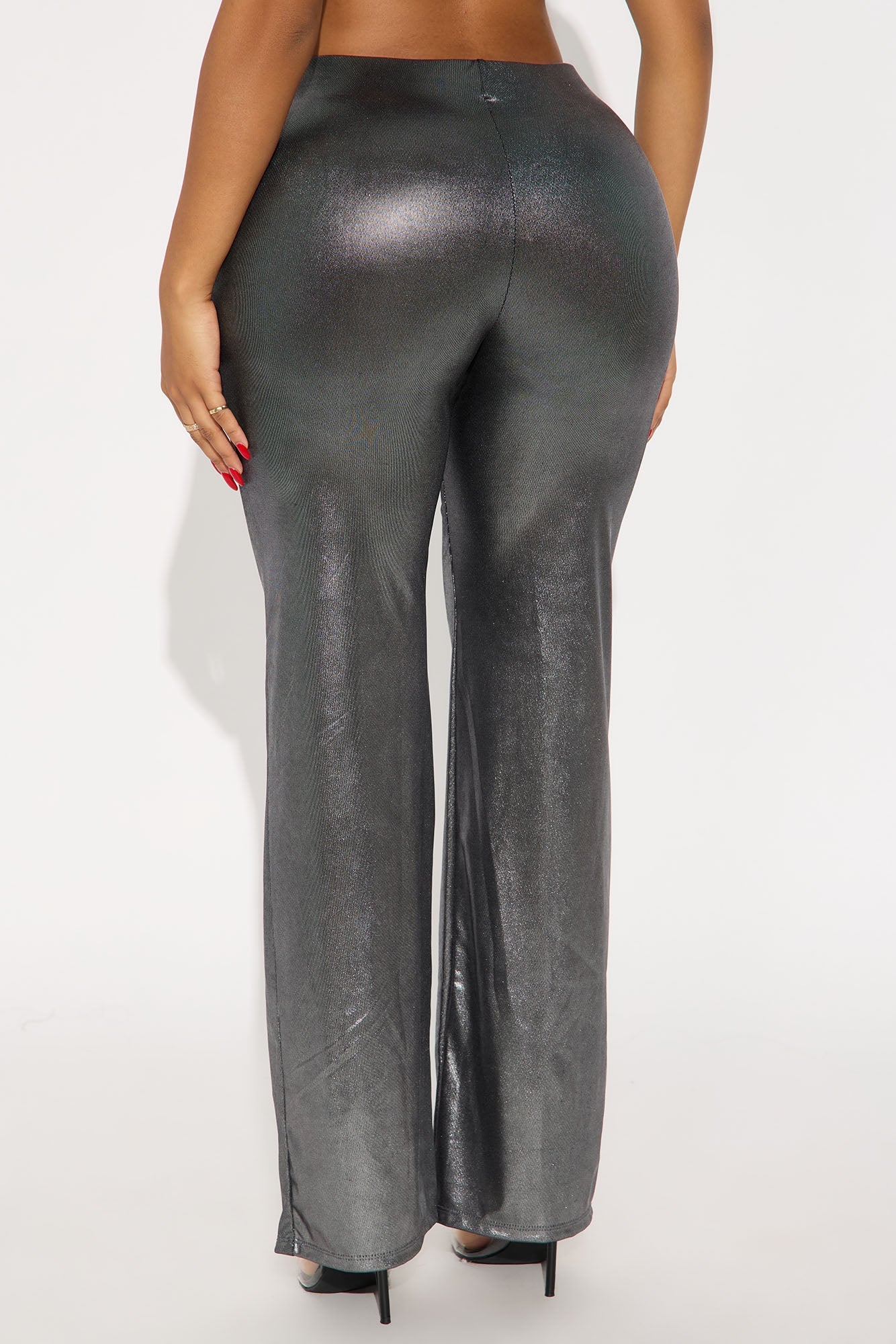 Show Stopper Metallic Wide Leg Pant 31″ - Silver