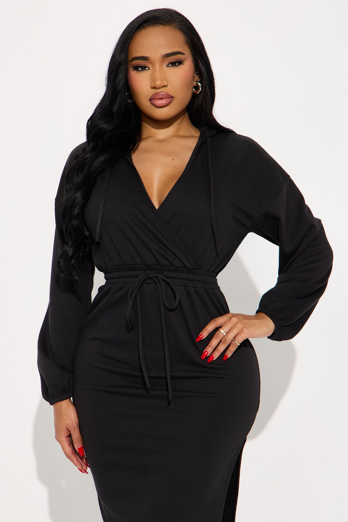 Valley Hooded Maxi Dress - Black