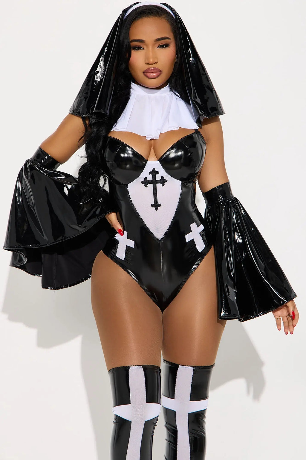 Secret Confessions Nun 5 Piece Costume Set - Black/White 