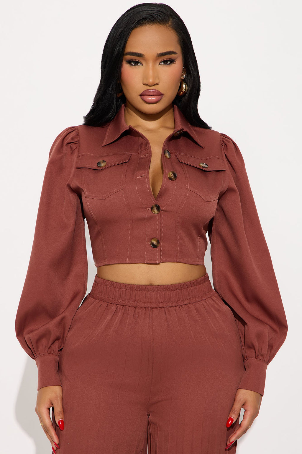 Bethany Pleated Pant Set - Rust