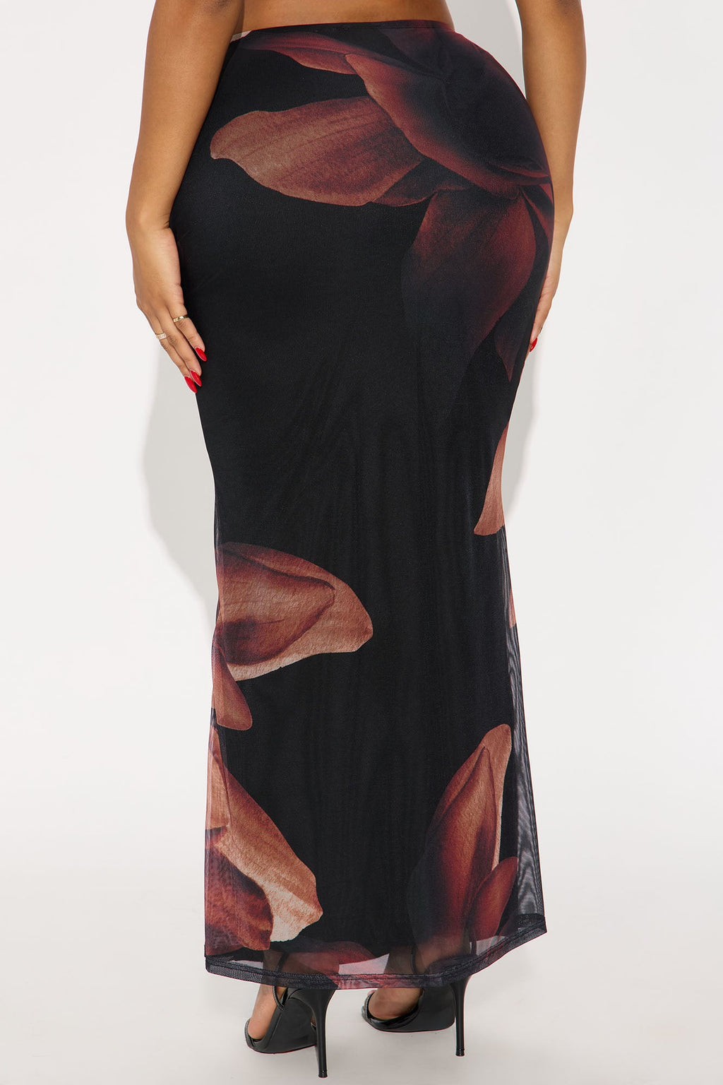 Lilith Floral Mesh Maxi Skirt - Black/combo