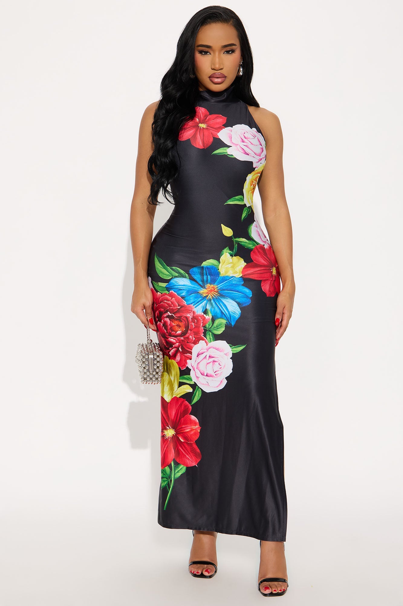 Carrie Mock Neck Maxi Dress - Black/combo