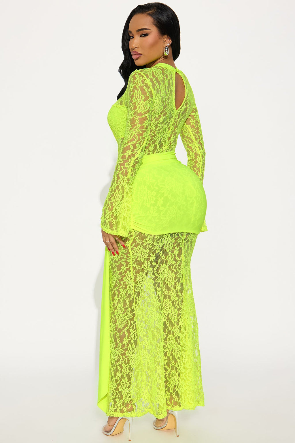 Scandalous Slip Lace Maxi Dress - Neon Yellow