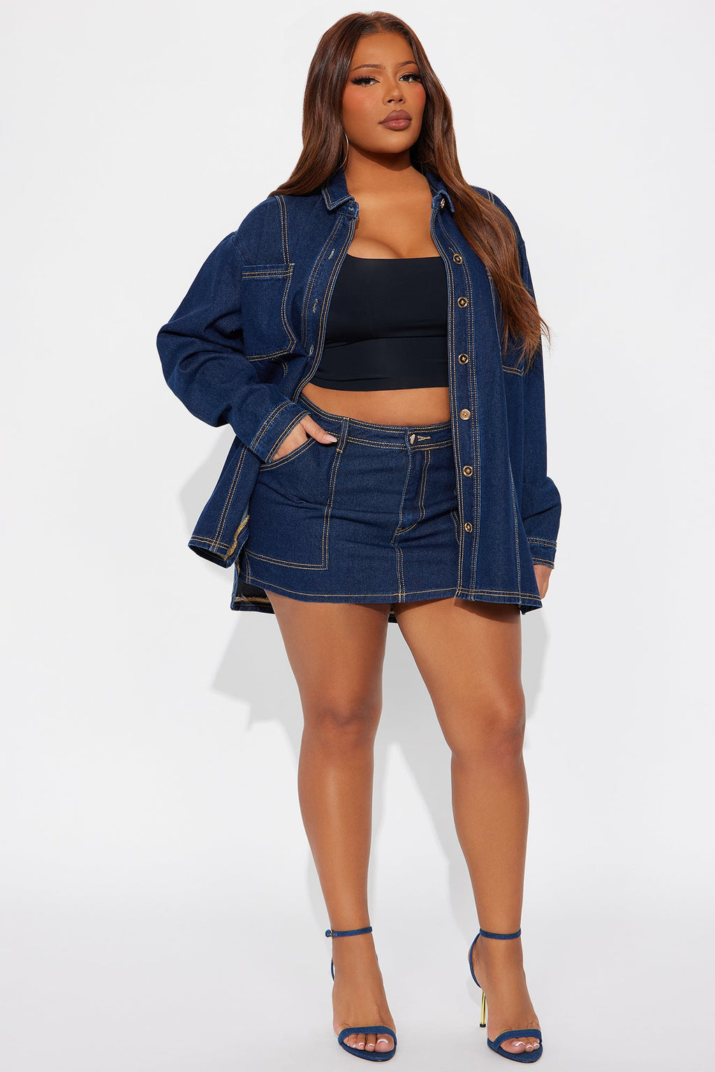 Cafe Dates Denim Micro Mini Skirt - Dark Wash