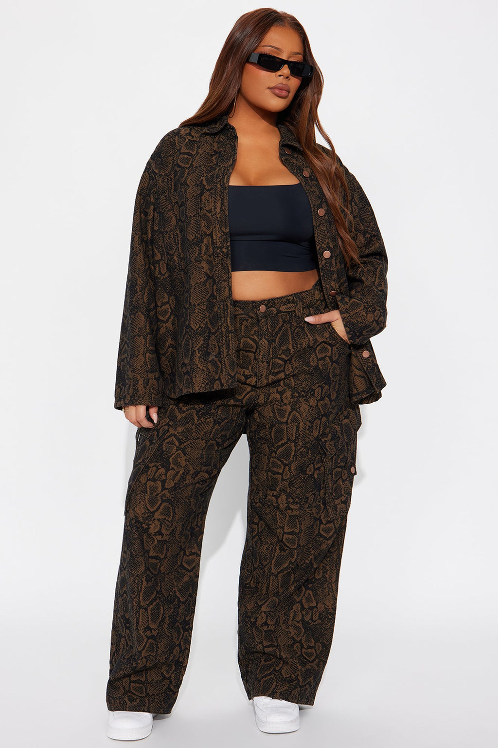 Bite Back Cargo Straight Leg Jeans - Brown/combo