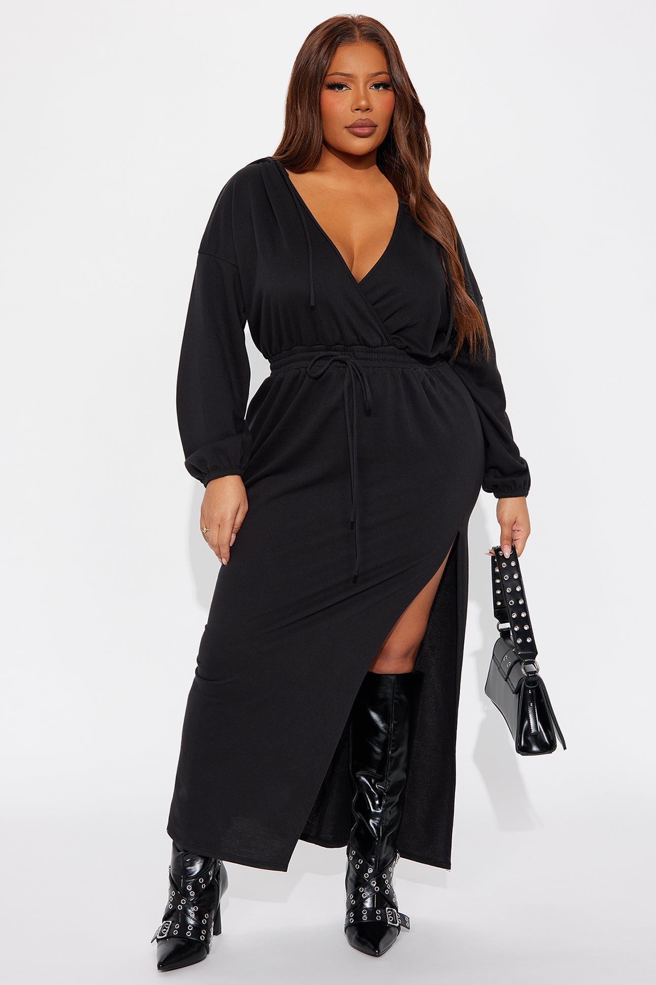 Valley Hooded Maxi Dress - Black