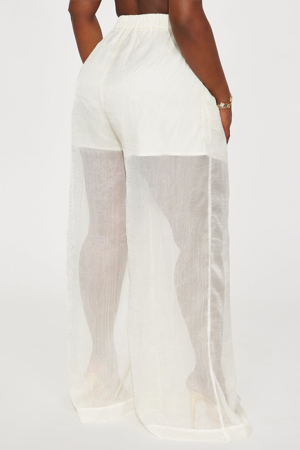 Hollie Wide Leg Organza Pant - Cream
