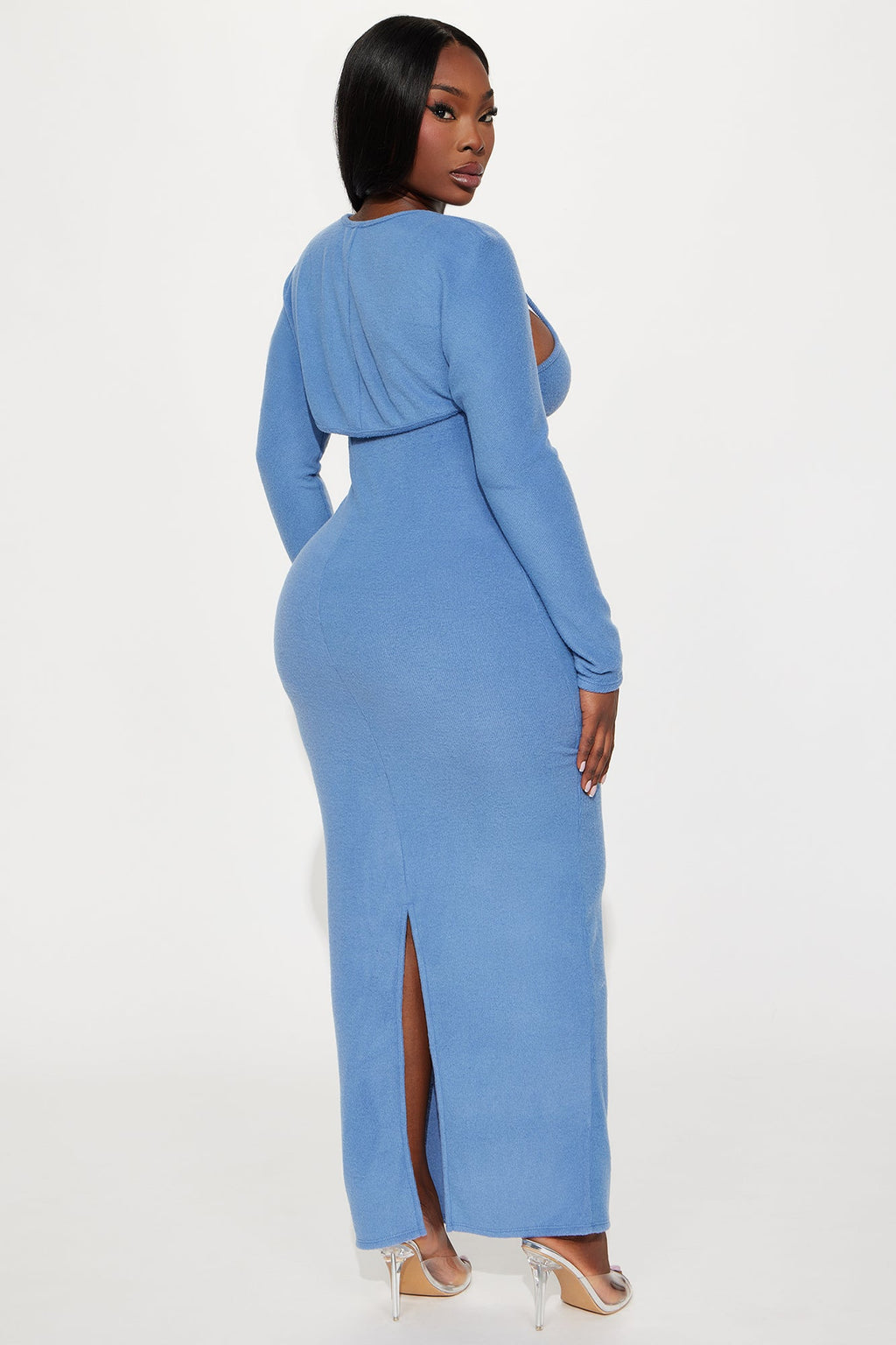 No Rush Sweater Maxi Dress - Dusty Blue