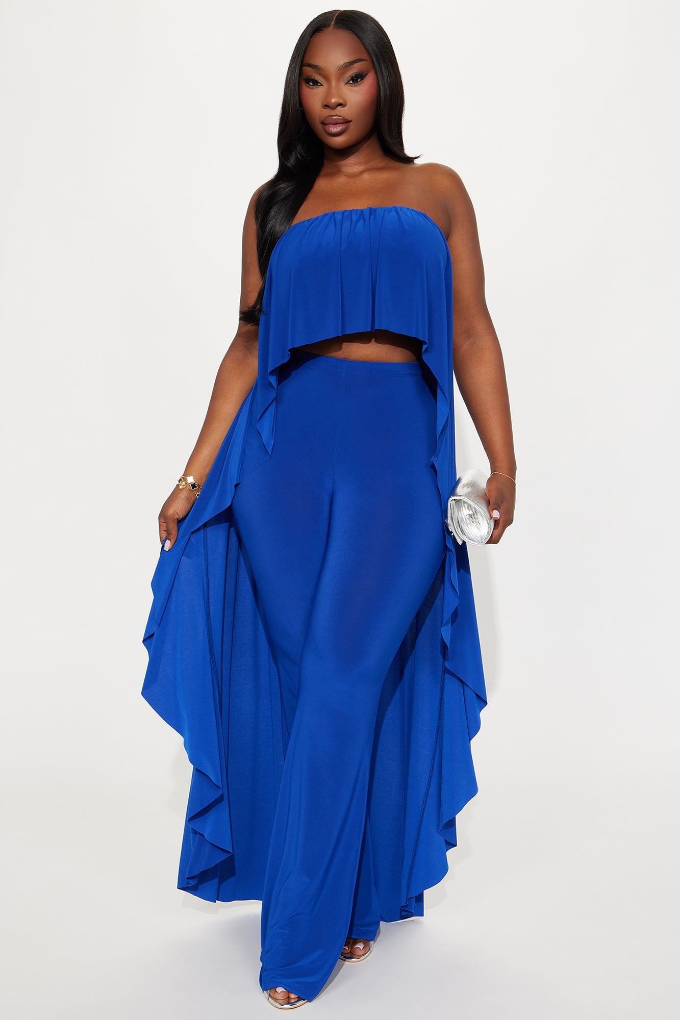Alicia Strapless Flare Leg Pant Set - Royal