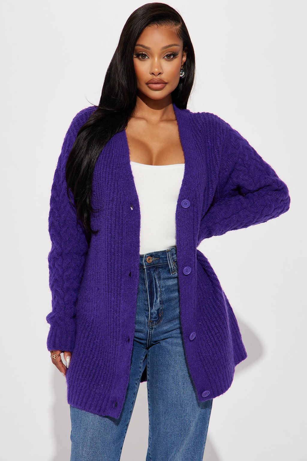 Keoni Cardigan Sweater - Purple