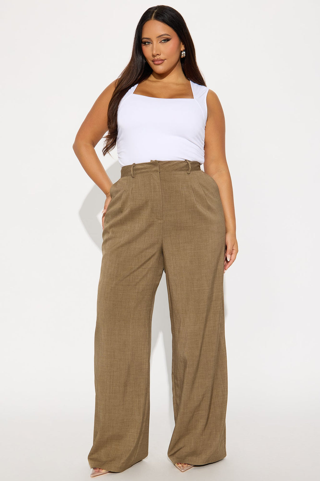 Lena Straight Leg Trouser Pant 33″ - Khaki
