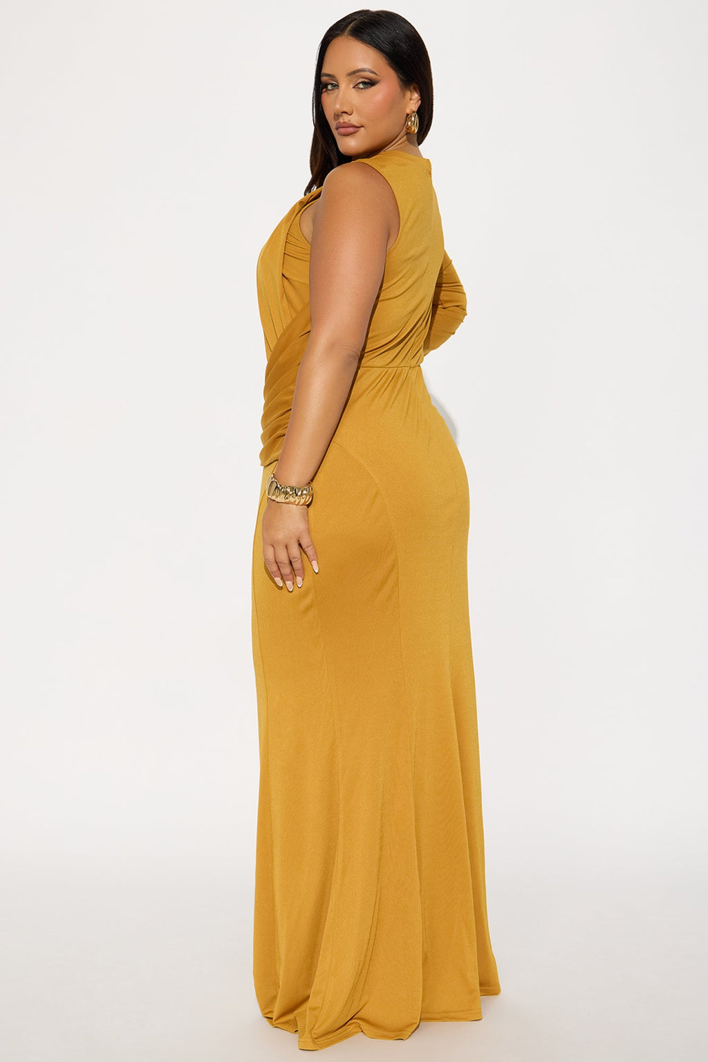 Can't Be Tamed Asymmetrical Maxi Dress - Mustard