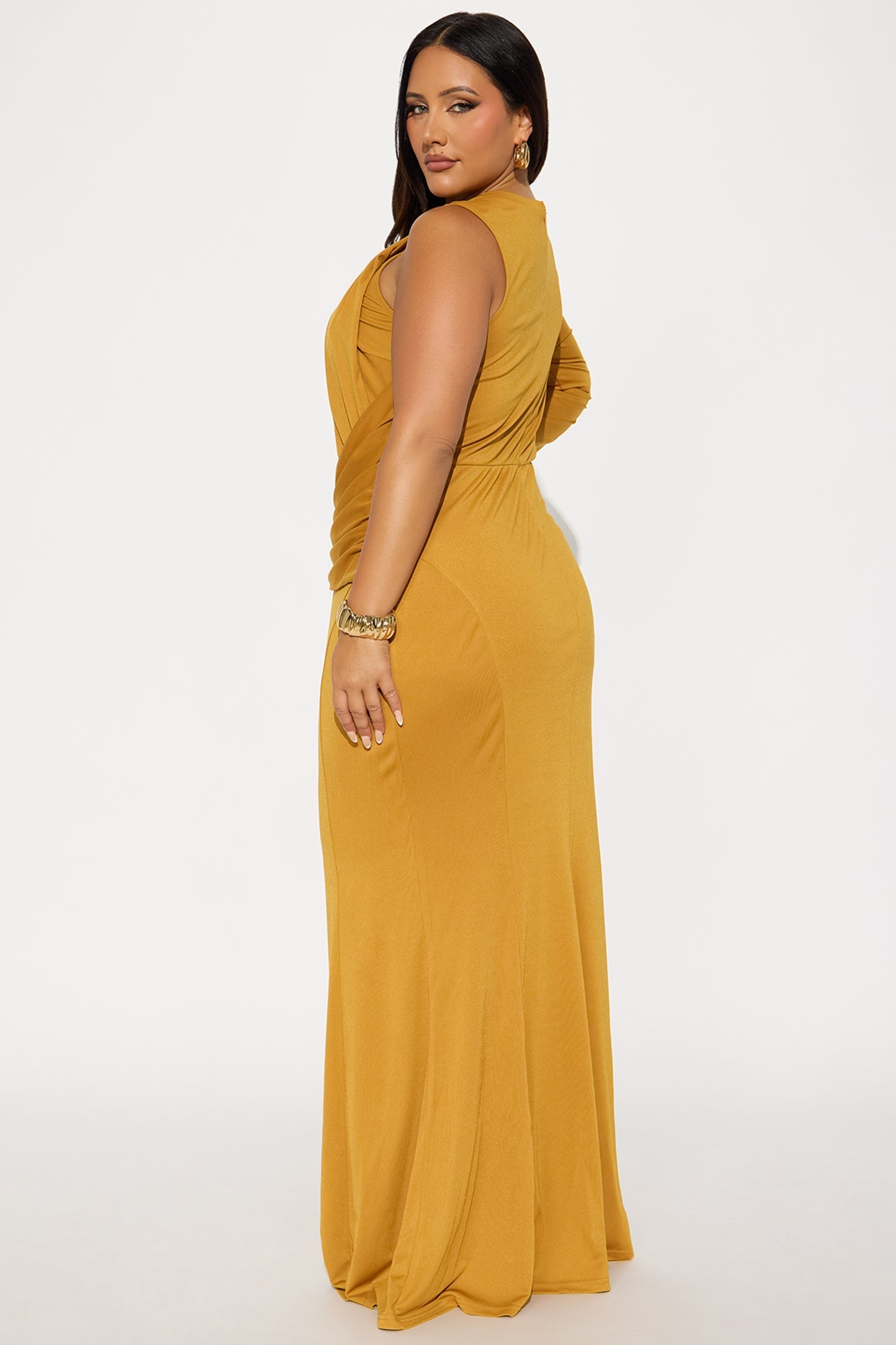 Can't Be Tamed Asymmetrical Maxi Dress - Mustard