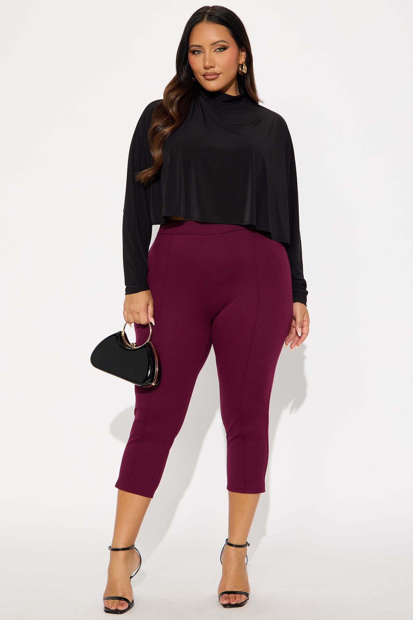 Come Around Top Long Mock Neck Top - Black