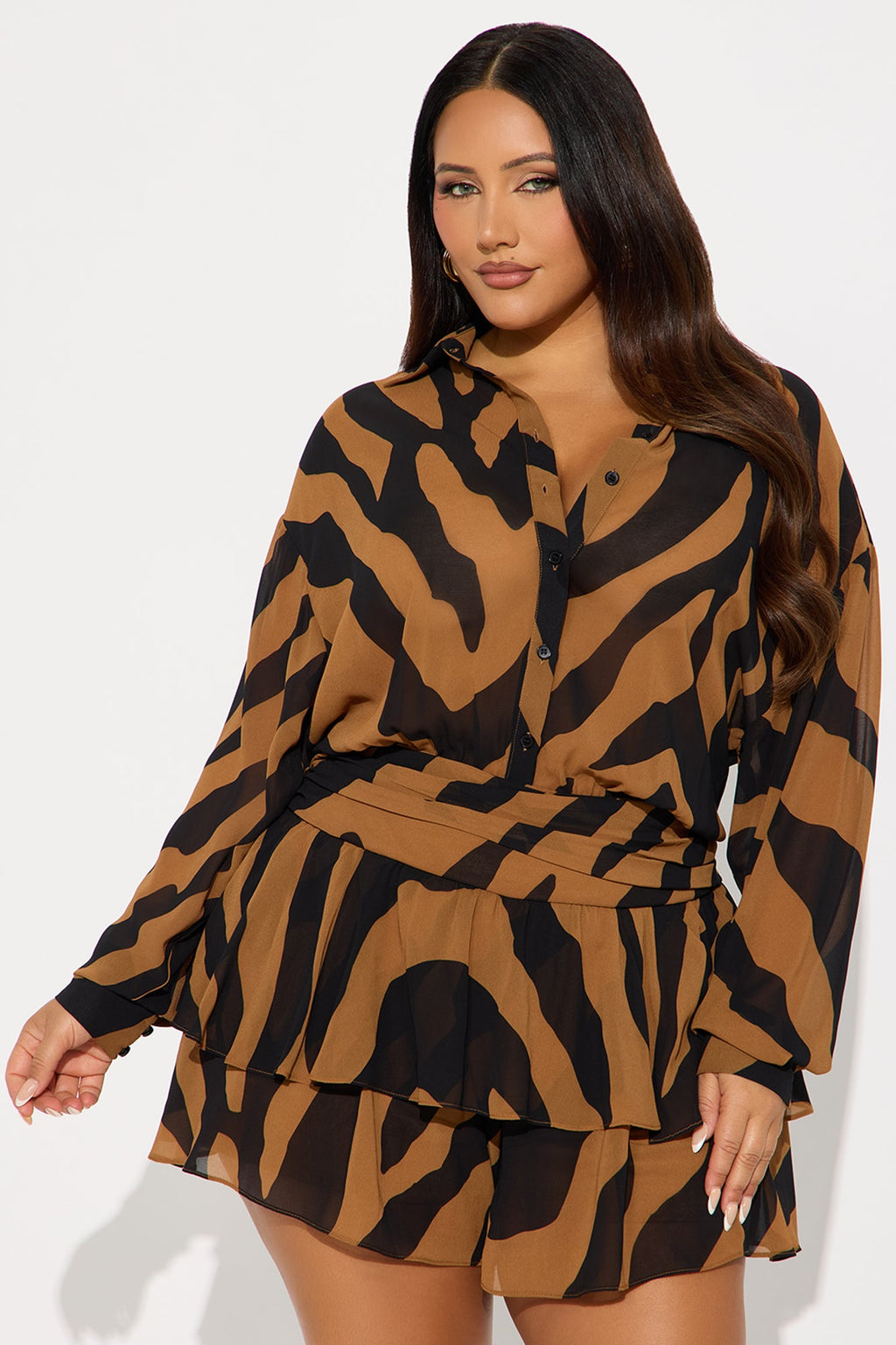 Zebra Zen Romper - Brown/combo
