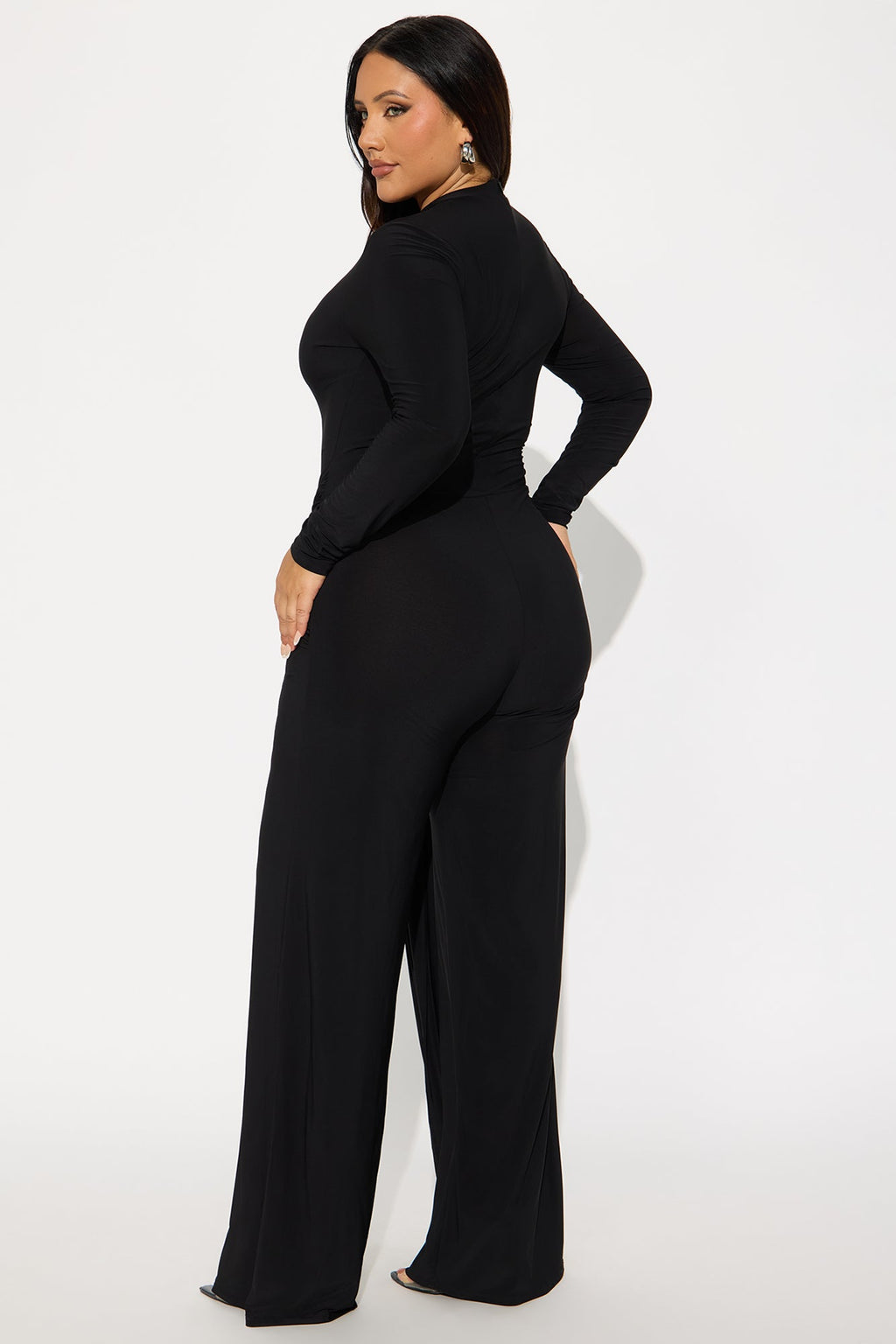 Lainey Long Sleeve Wide Leg Jumpsuit - Black