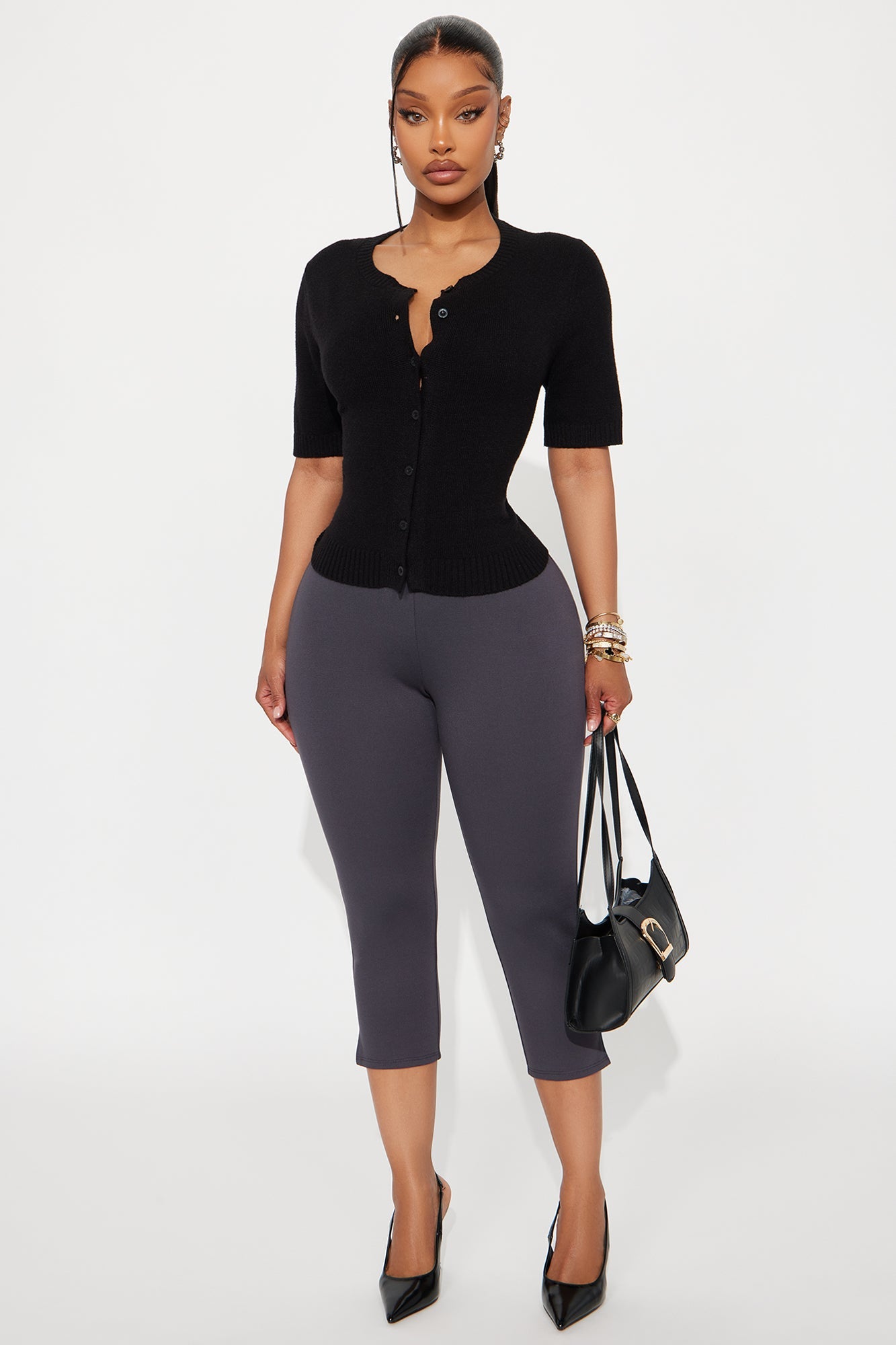 Too Cute Short Sleeve Cardigan - Black