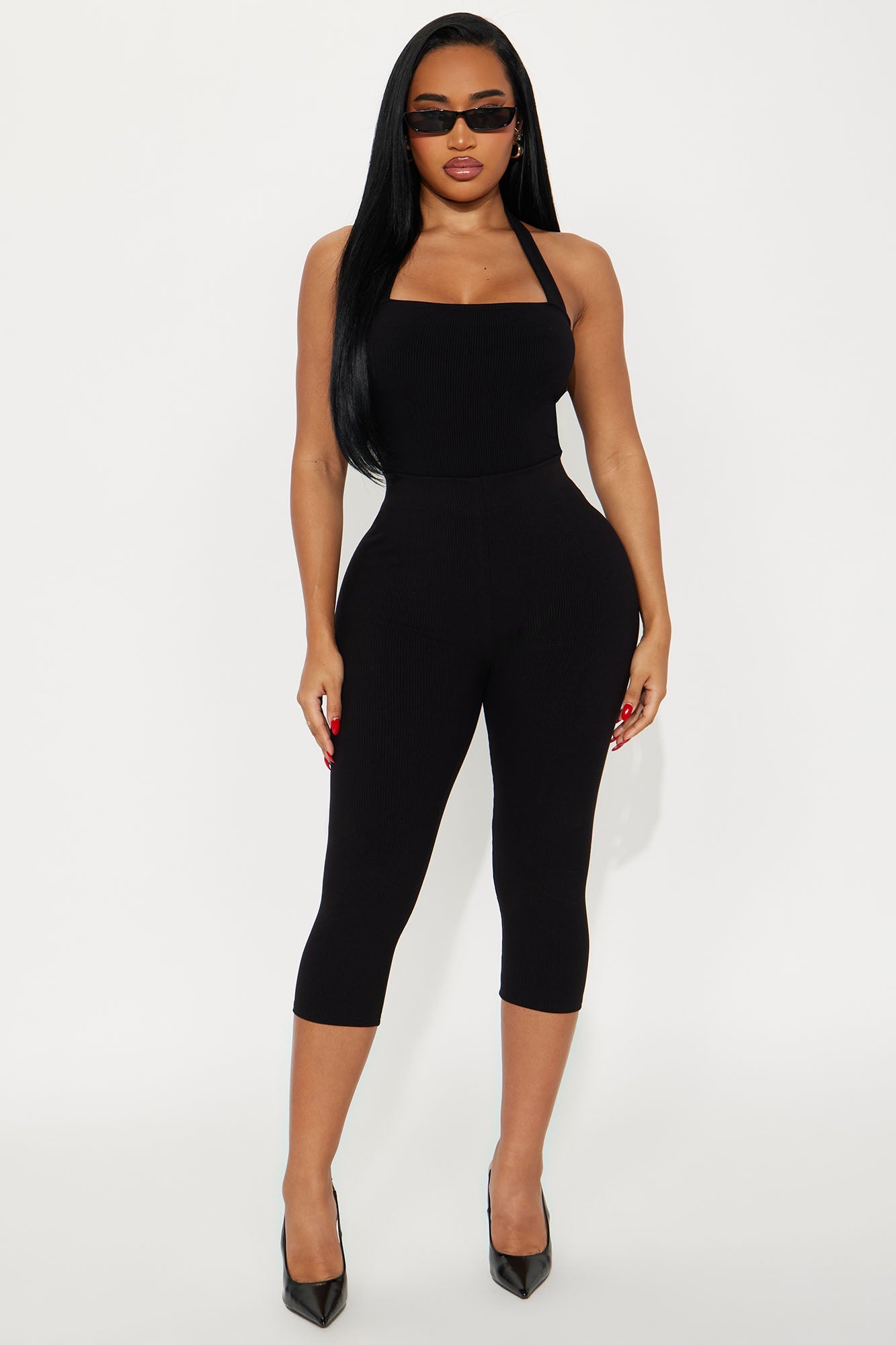 Brianna Snatched Halter Bodysuit - Black