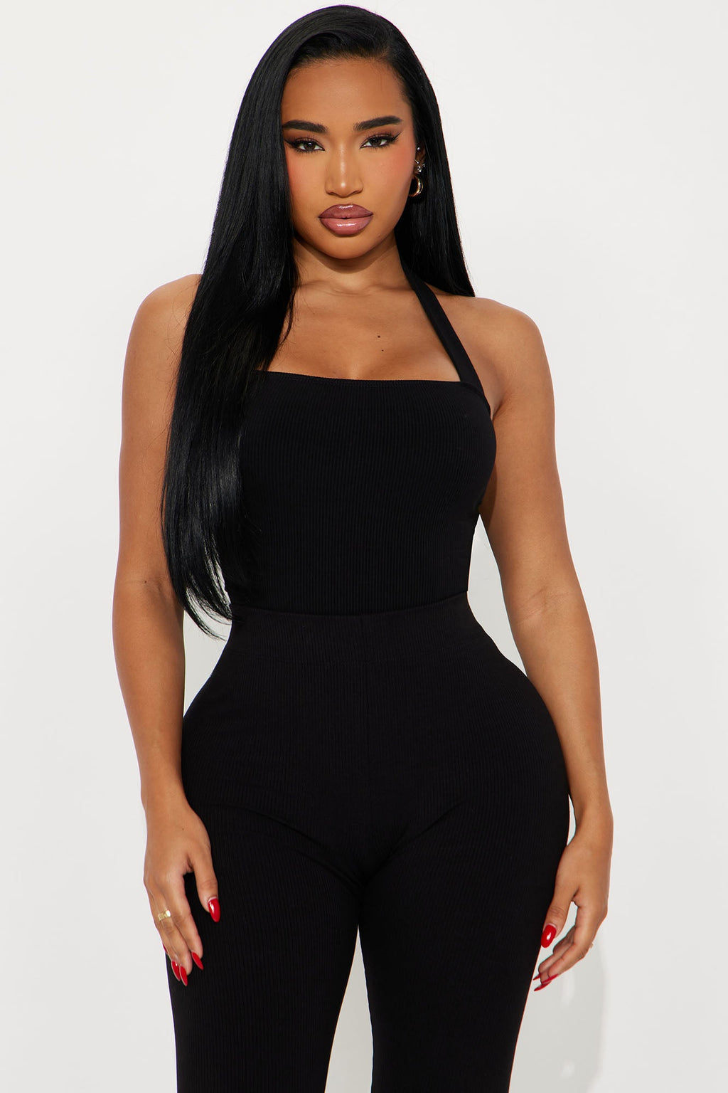 Brianna Snatched Halter Bodysuit - Black