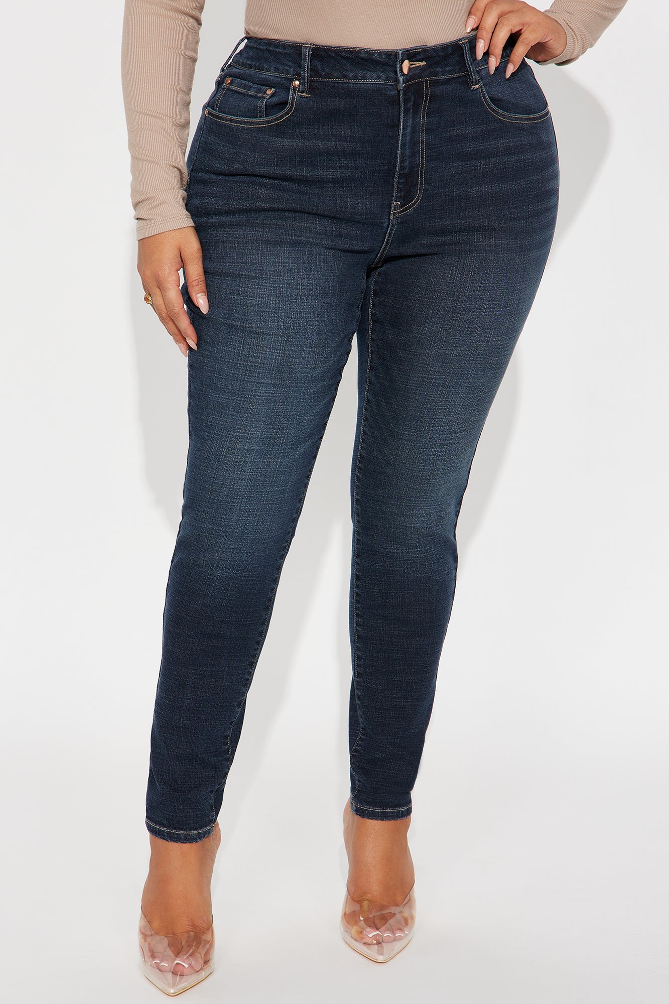 Much Better Crosshatch Skinny Jeans - Dark Wash