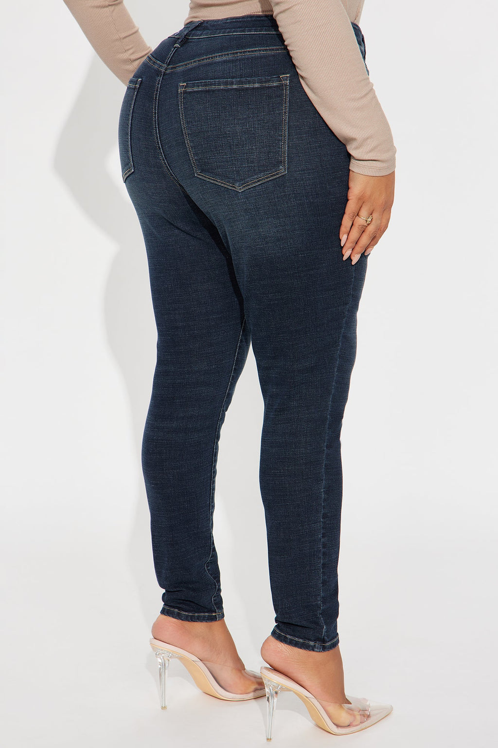Much Better Crosshatch Skinny Jeans - Dark Wash
