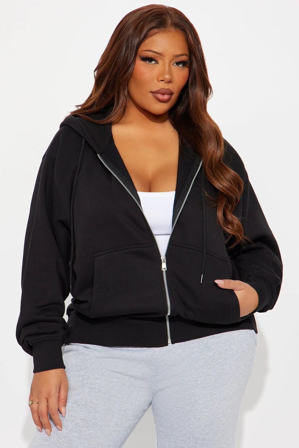 Stole My Ex Boyfriend's Oversized Zip Up Hoodie - Black 