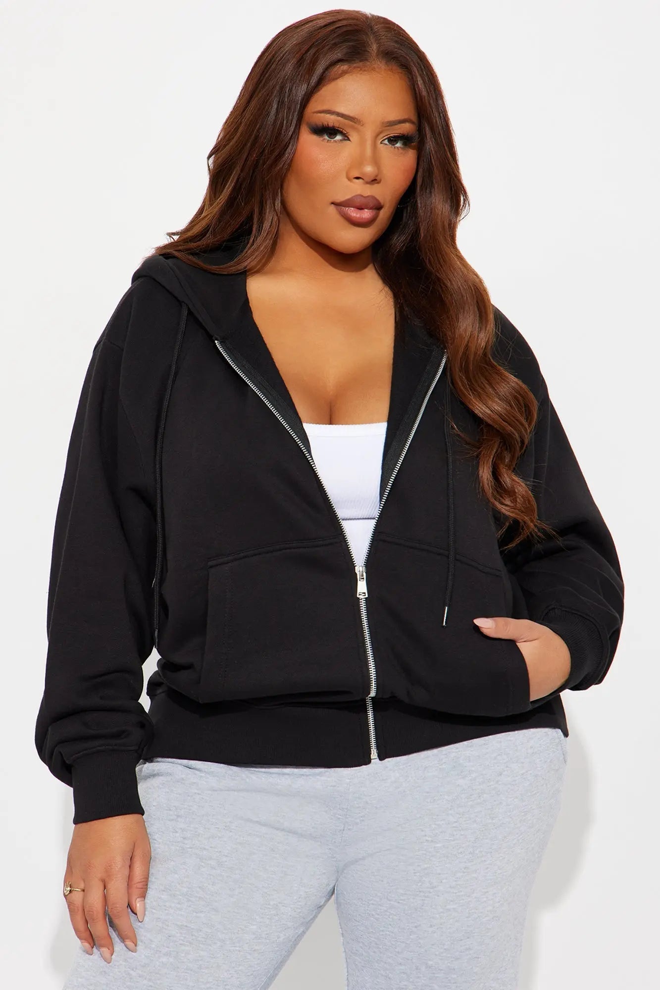 Stole My Ex Boyfriend's Oversized Zip Up Hoodie - Black 