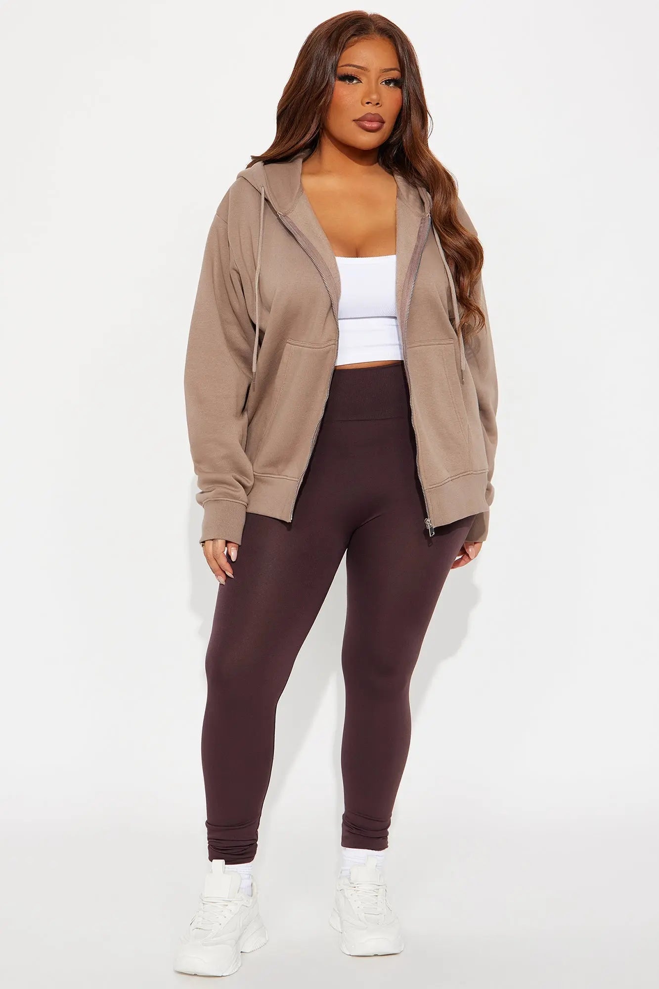 Stole My Ex Boyfriend's Oversized Zip Up Hoodie - Mocha 