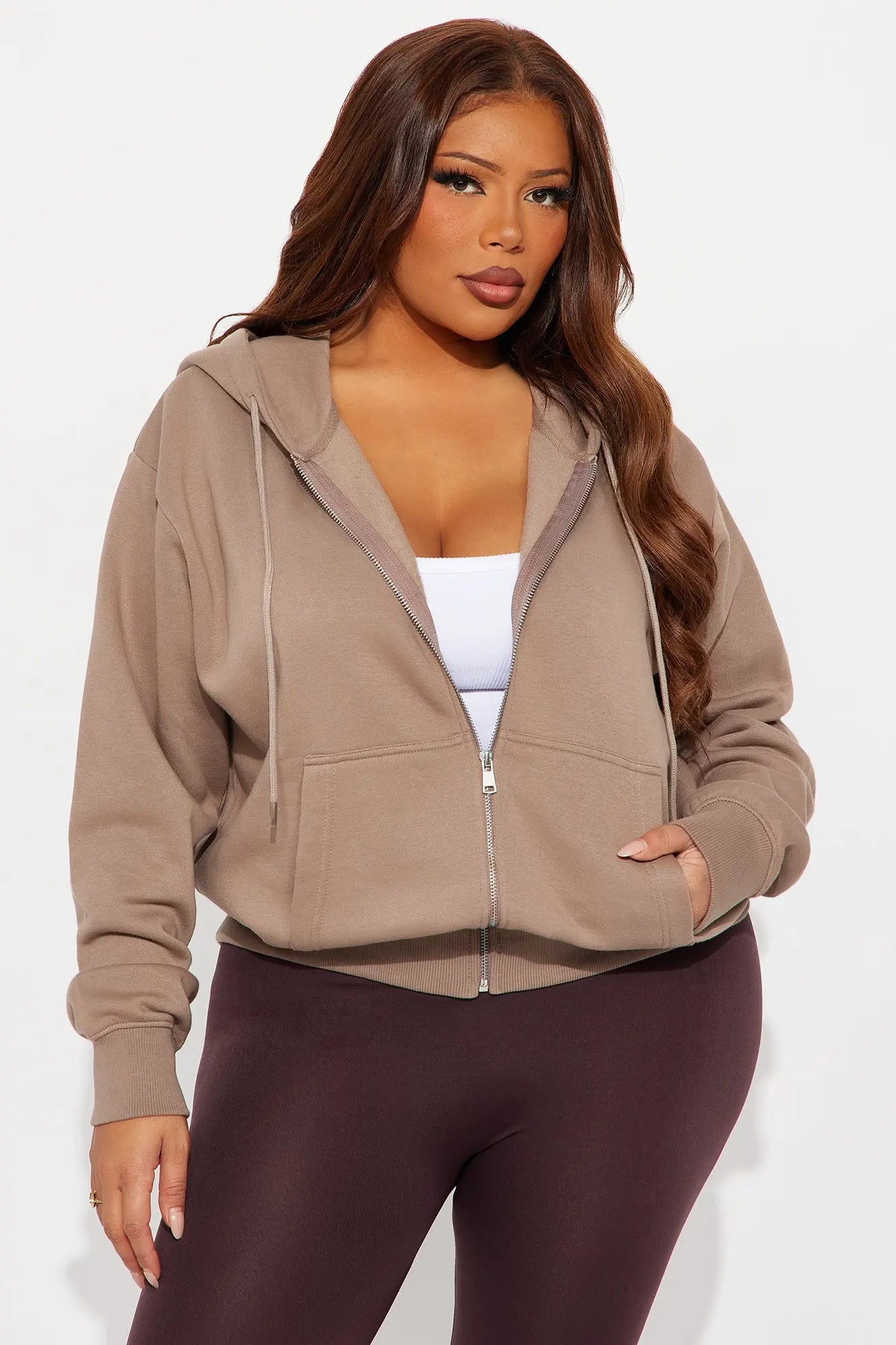 Stole My Ex Boyfriend's Oversized Zip Up Hoodie - Mocha 