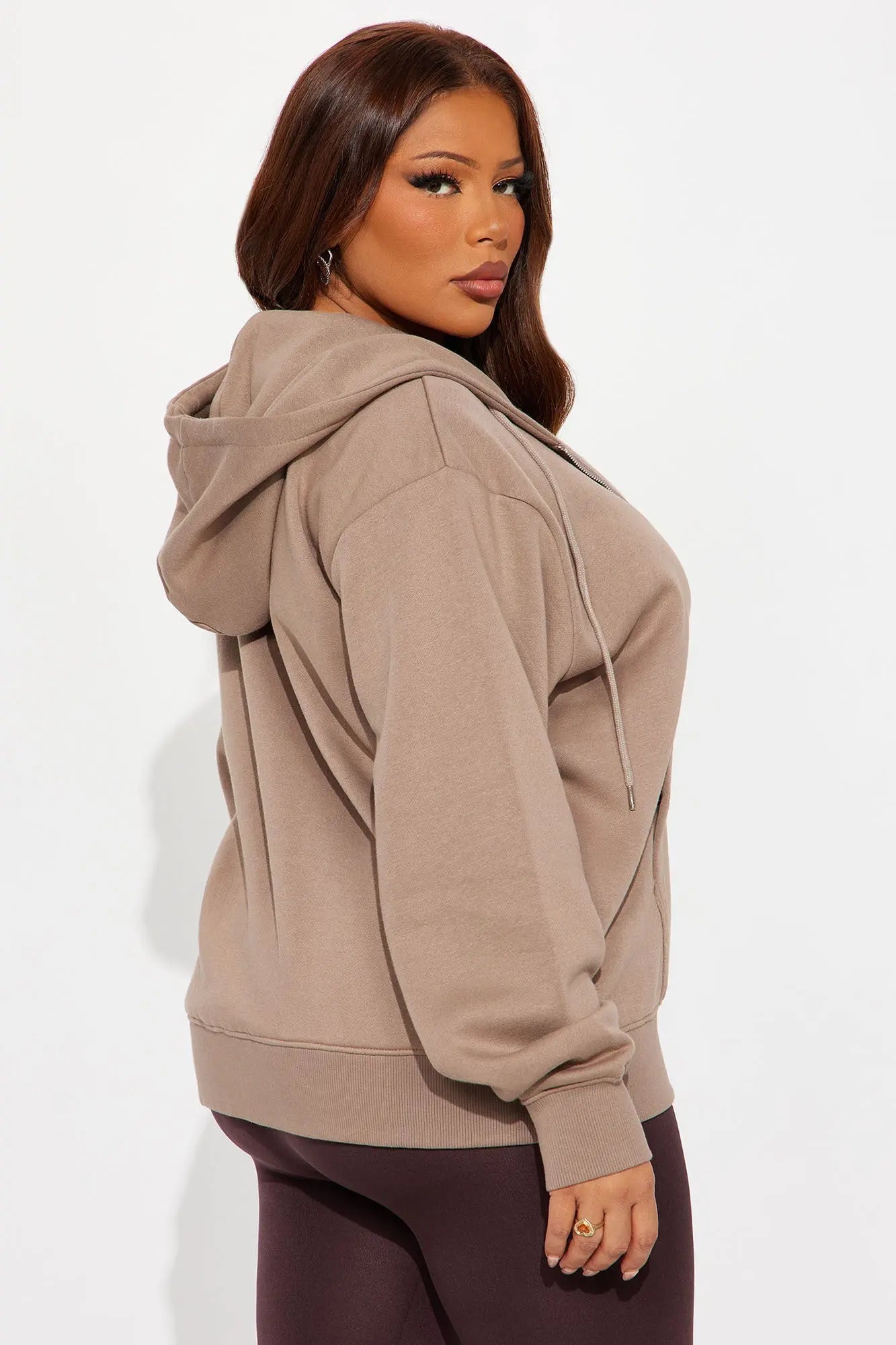 Stole My Ex Boyfriend's Oversized Zip Up Hoodie - Mocha 