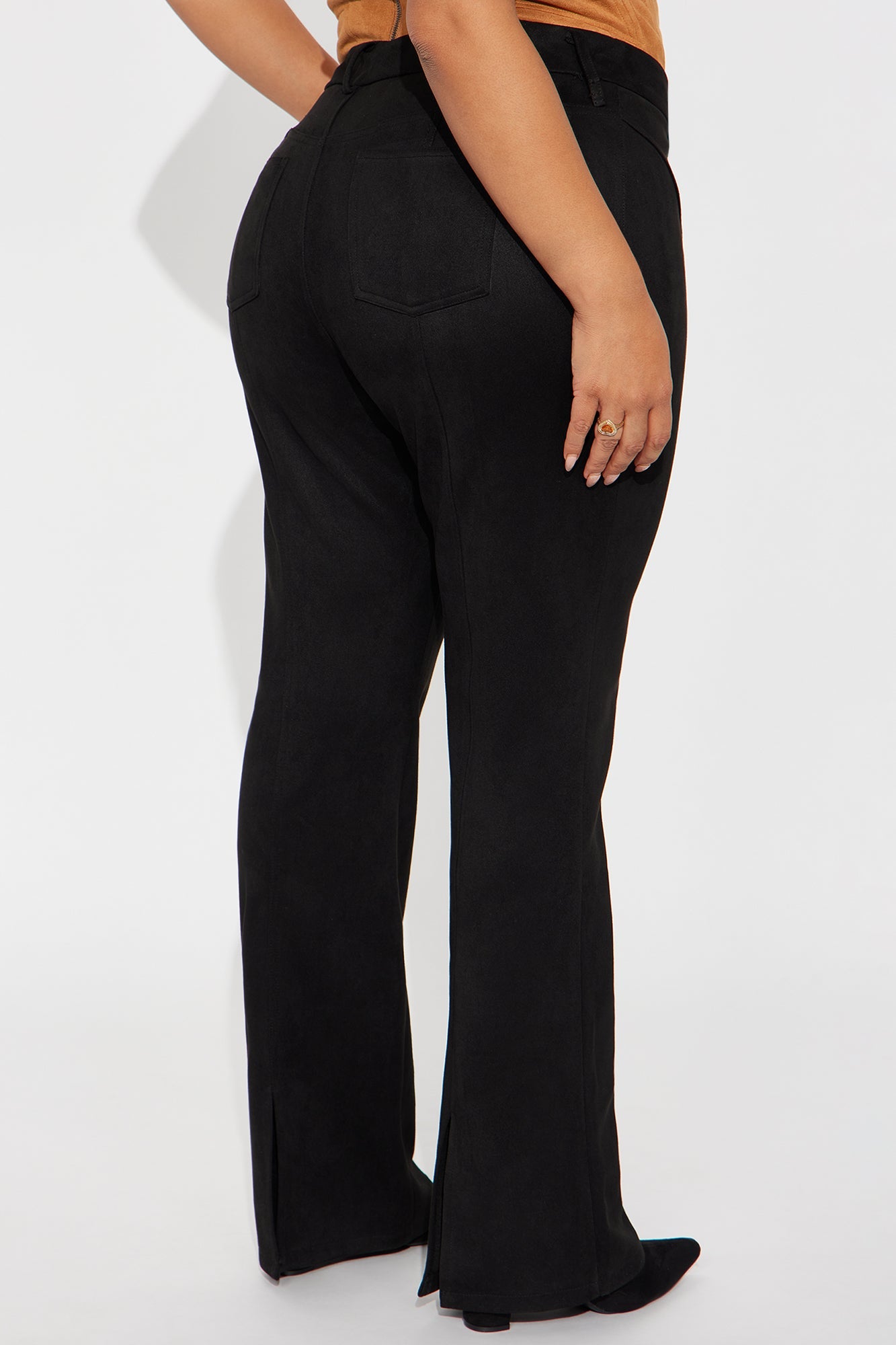 Headed For The Country Faux Suede Flare Pant - Black