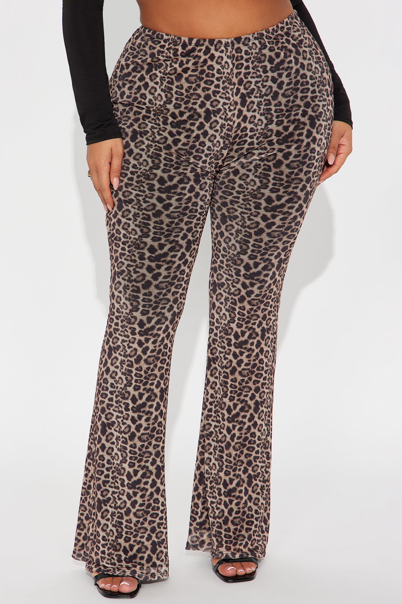 Make Them Chase Leopard Mesh Flare Pant 33″ - Leopard