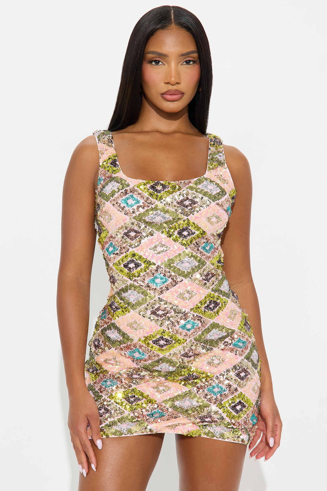 Candice Sequin Mini Dress - Pink/combo