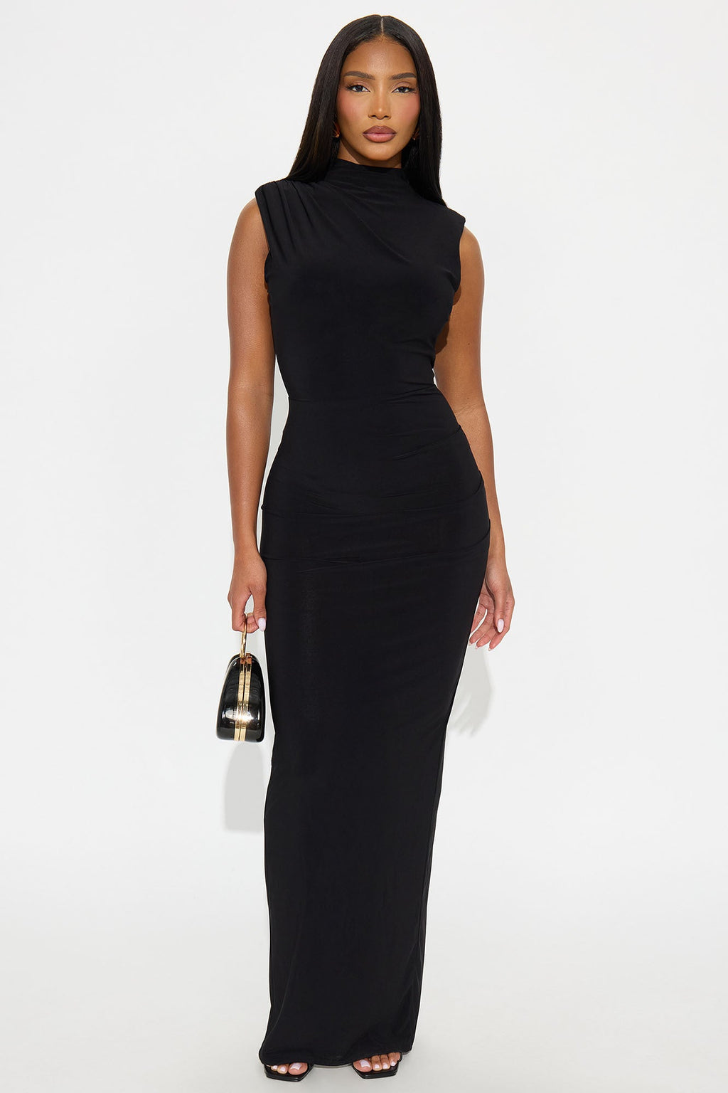 Not Enough Backless Maxi Dress - Black