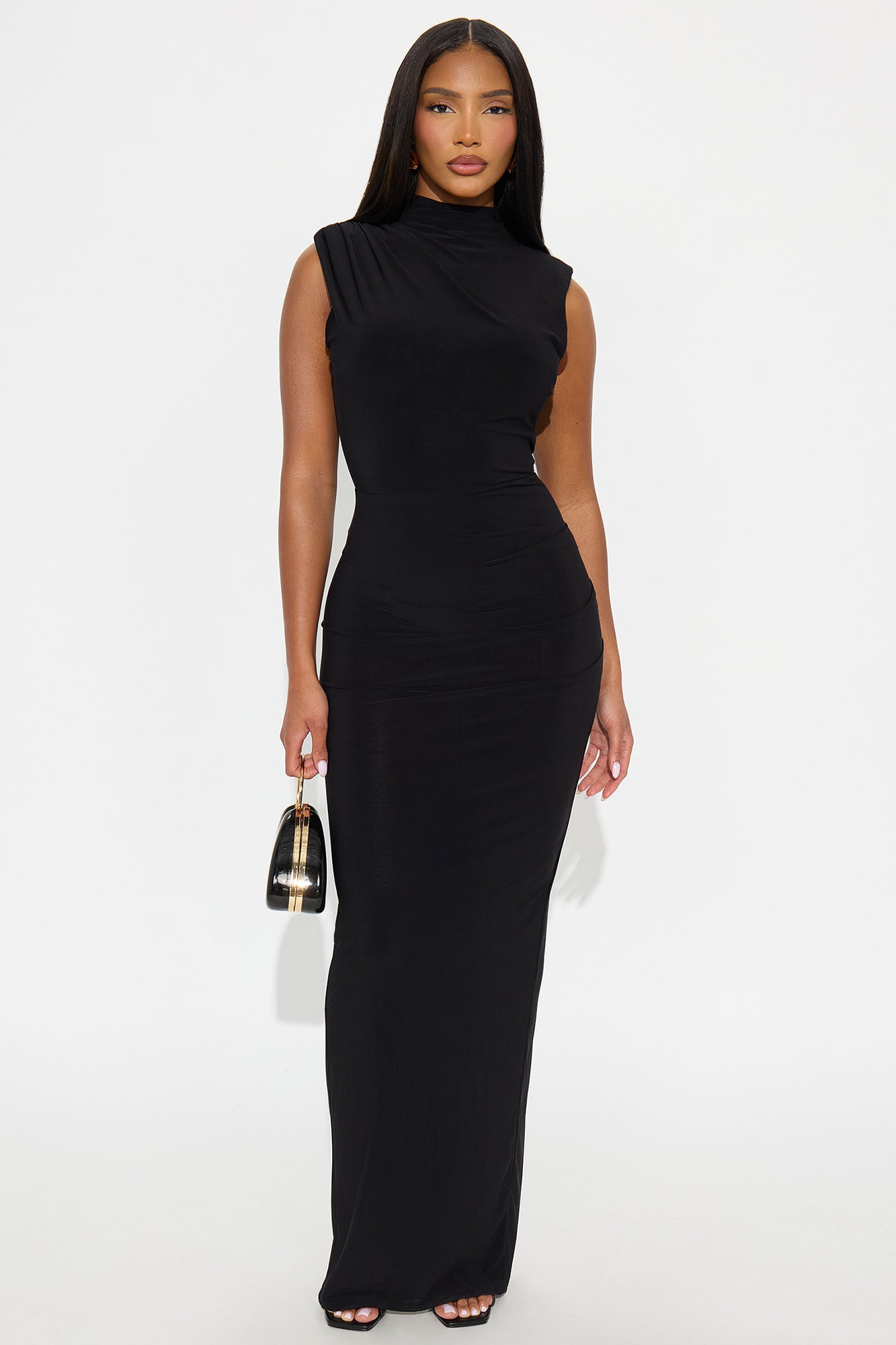 Not Enough Backless Maxi Dress - Black