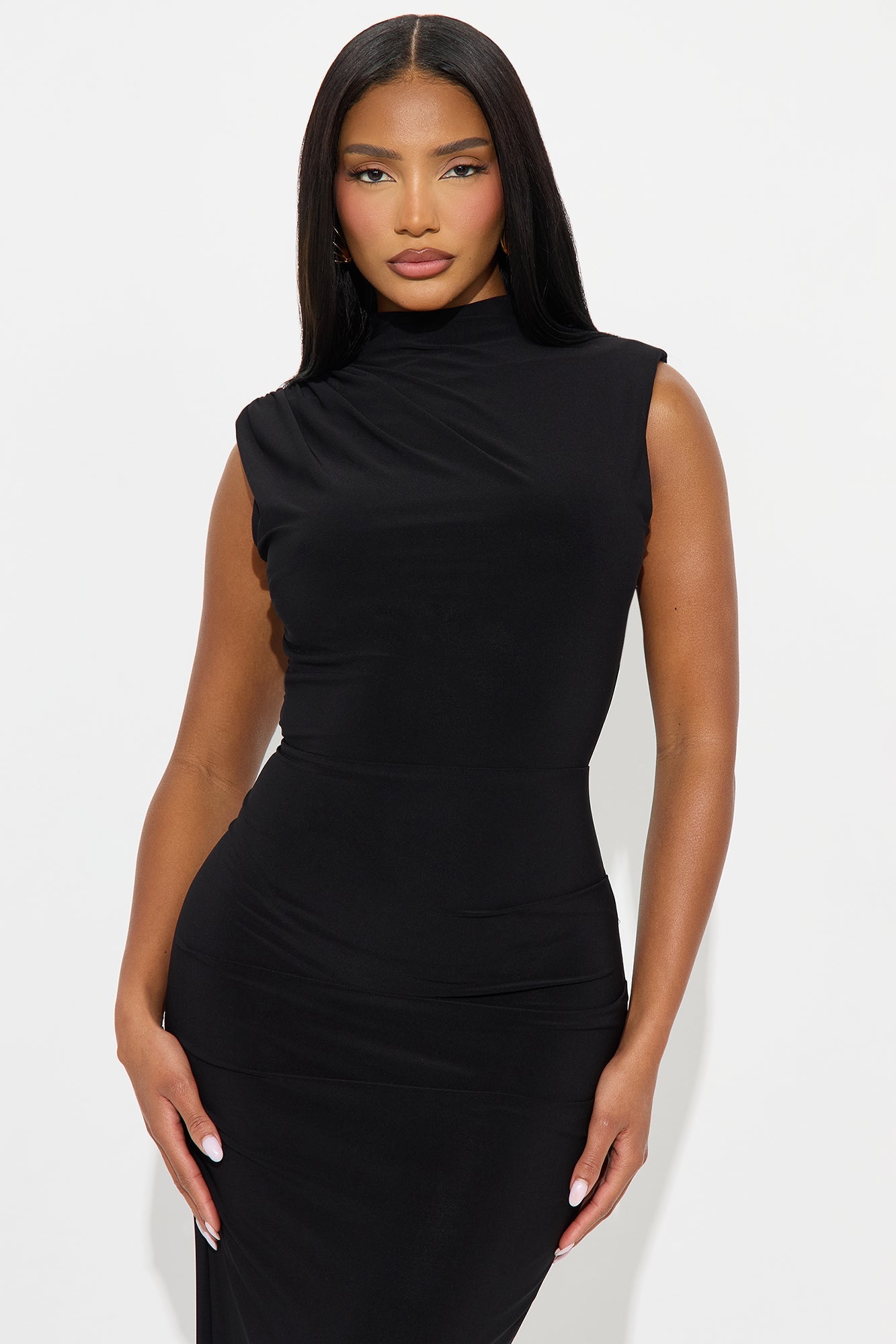 Not Enough Backless Maxi Dress - Black