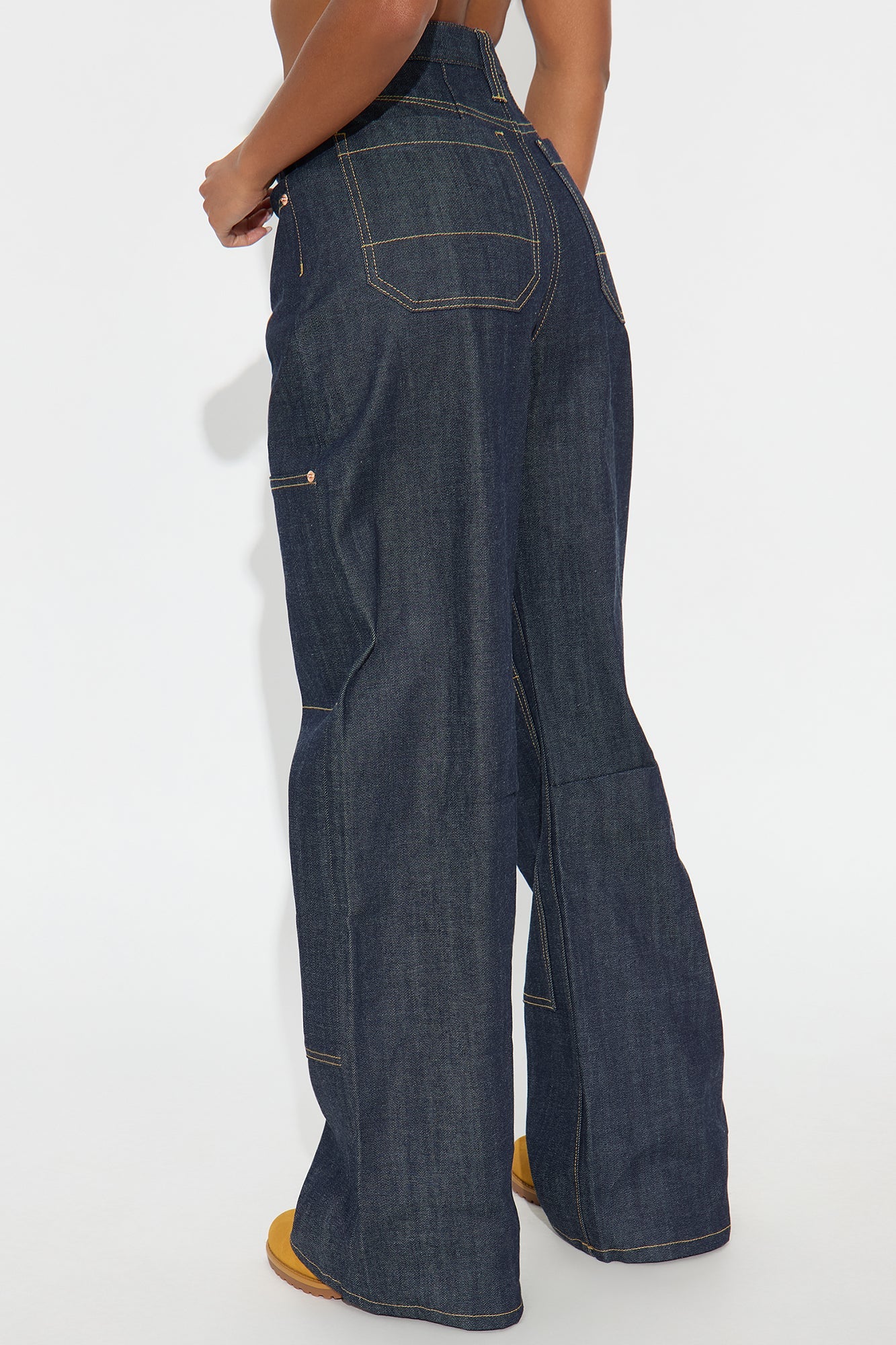 Premium Selvedge Utility Straight Leg Jeans - Dark Denim