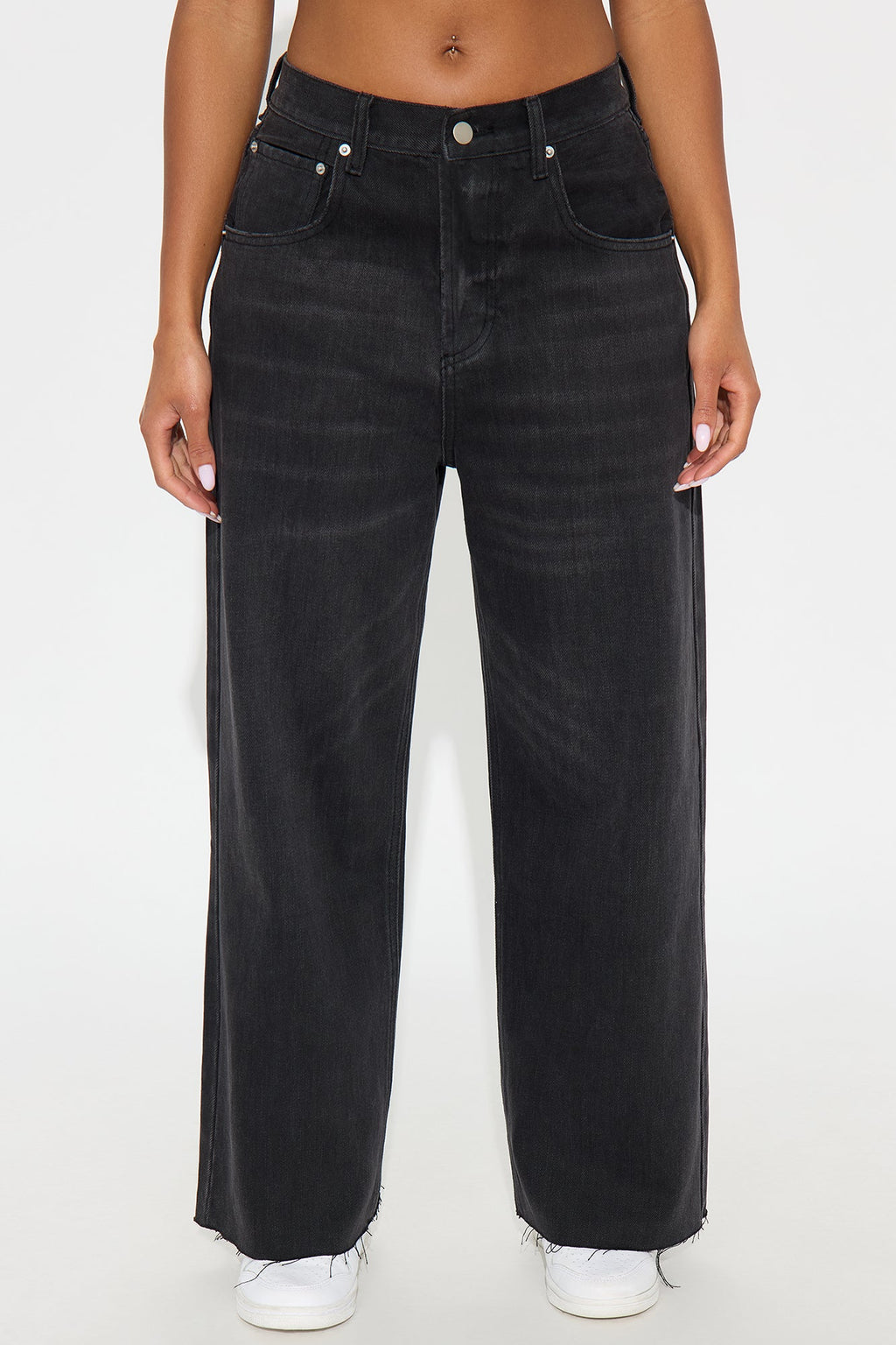 Broadway Wide Leg Ankle Dad Jeans - Black Wash