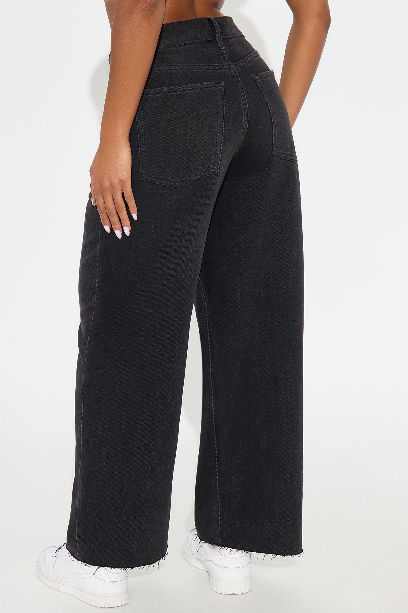 Broadway Wide Leg Ankle Dad Jeans - Black Wash