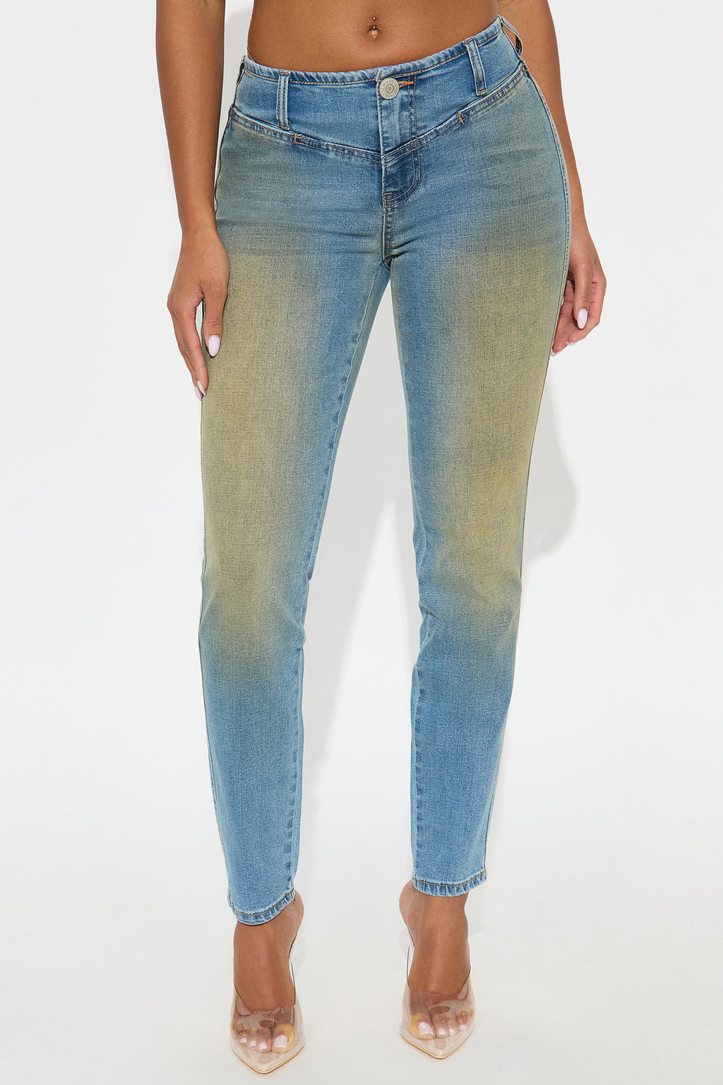Von Dutch Low Rise Tinted Skinny Jeans - Light Wash