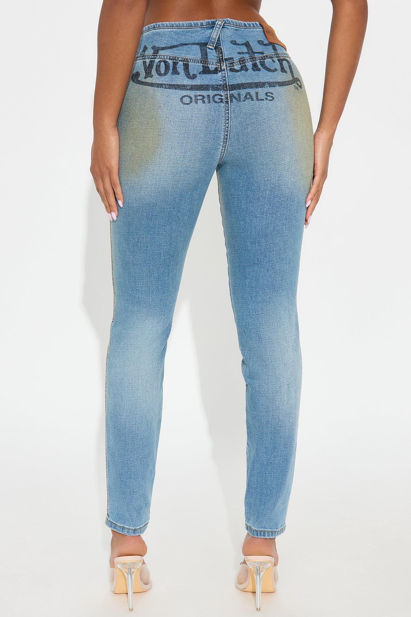 Von Dutch Low Rise Tinted Skinny Jeans - Light Wash