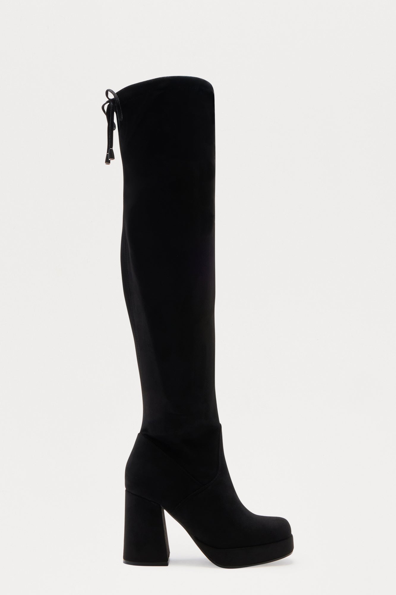 Jean Platform Thigh High Boots - Black