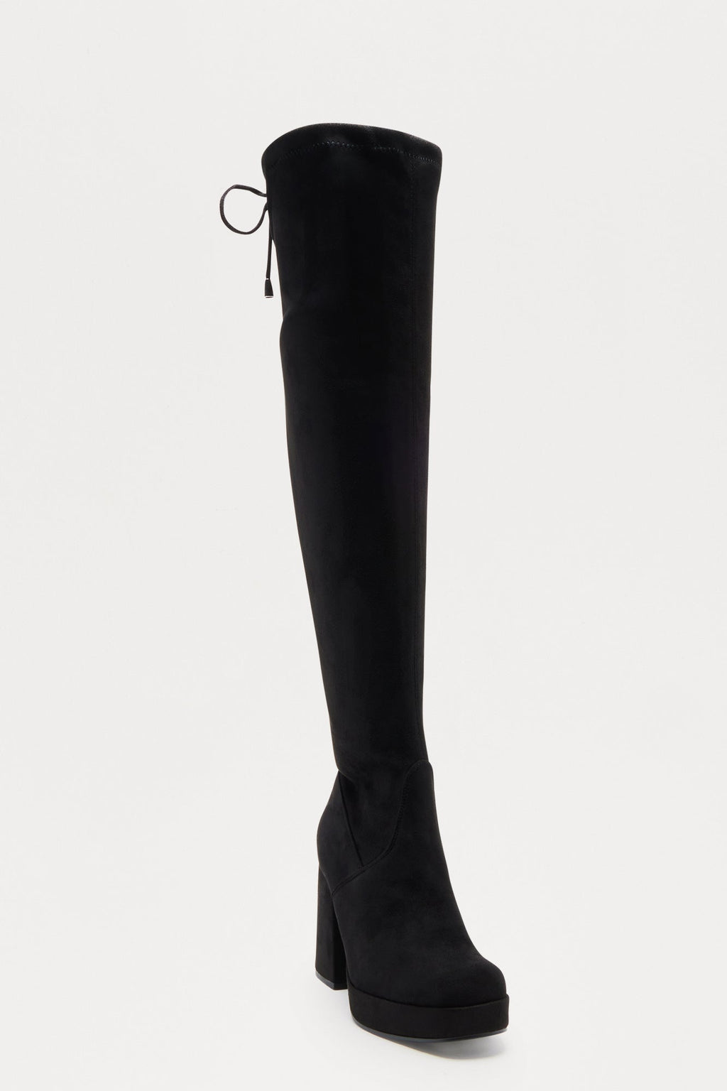 Jean Platform Thigh High Boots - Black