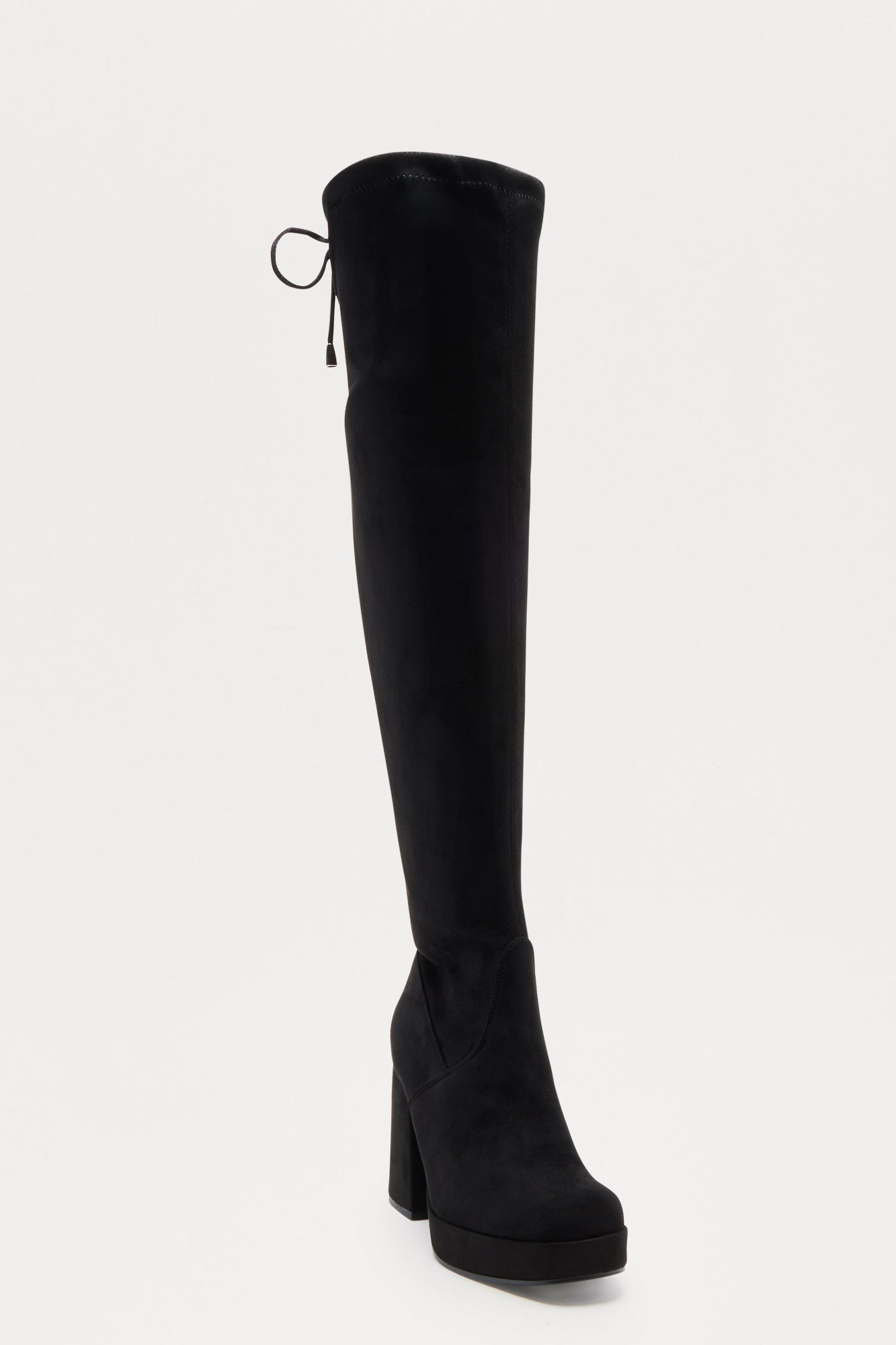 Jean Platform Thigh High Boots - Black