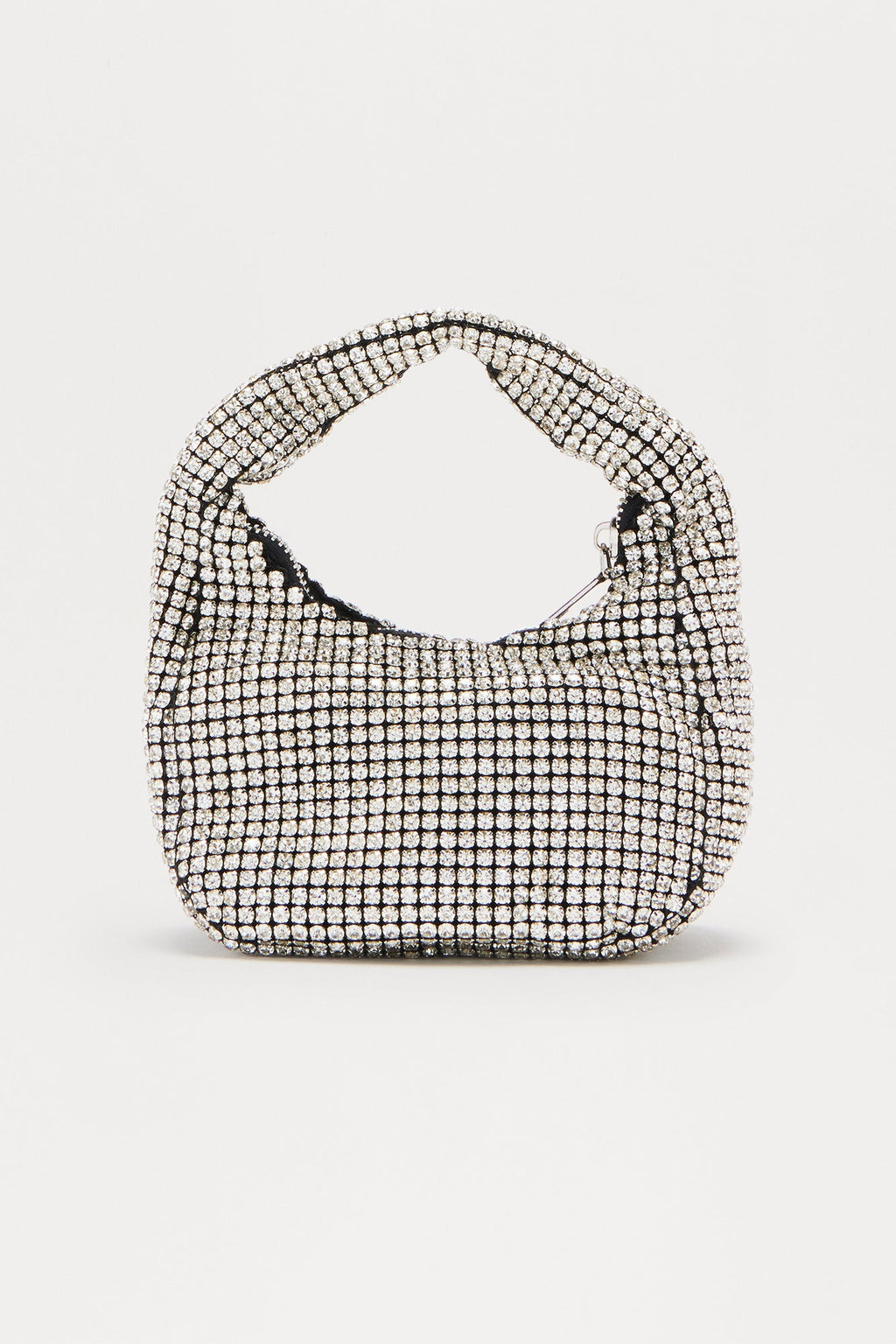 Glam Rush Rhinestone Satchel Handbag - Silver 
