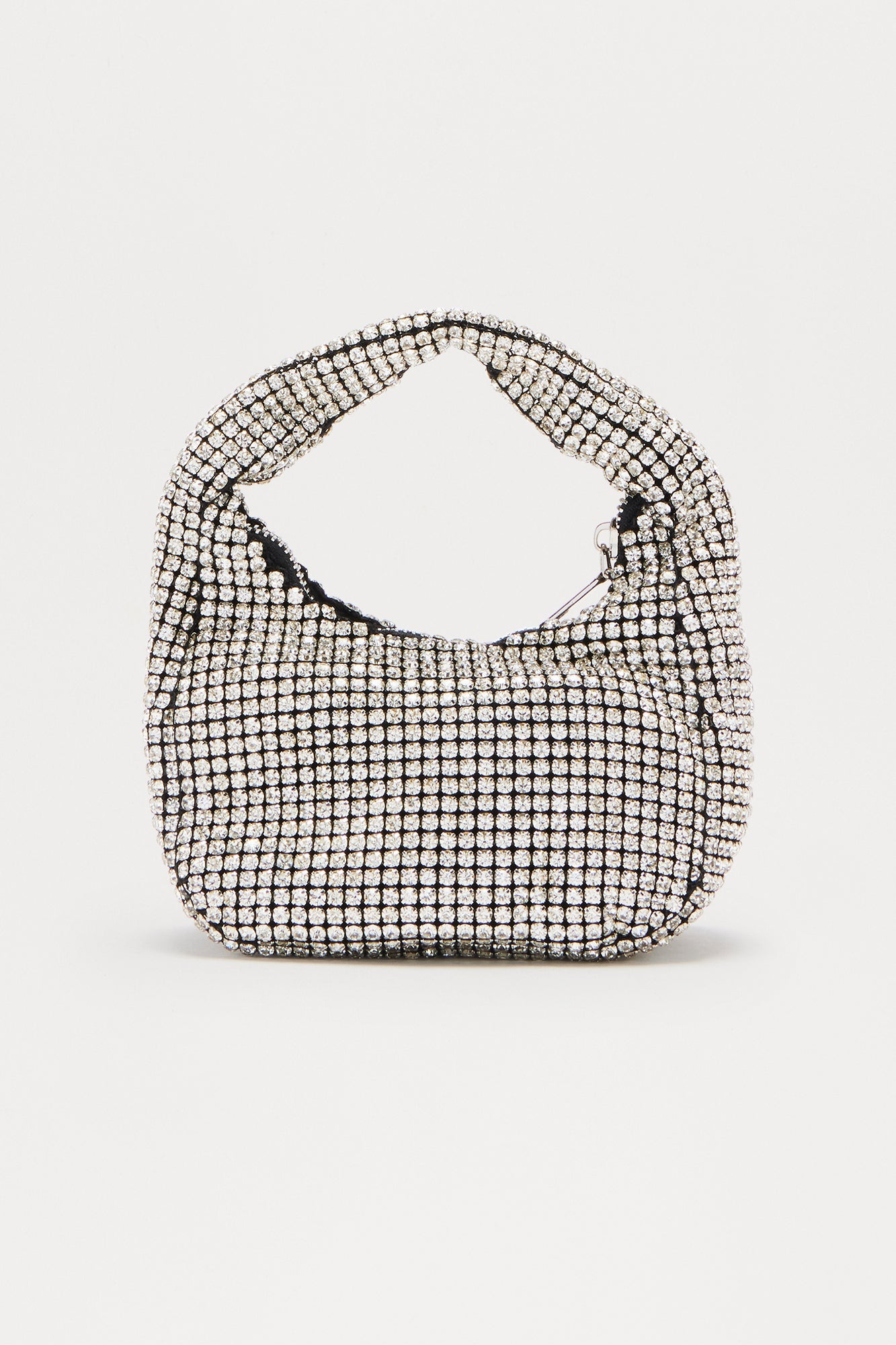 Glam Rush Rhinestone Satchel Handbag - Silver 